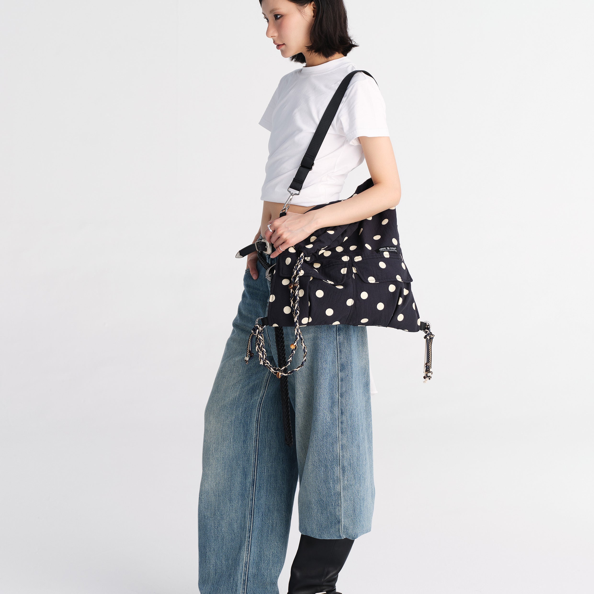 Polka dots 3-in-1 backpack - black