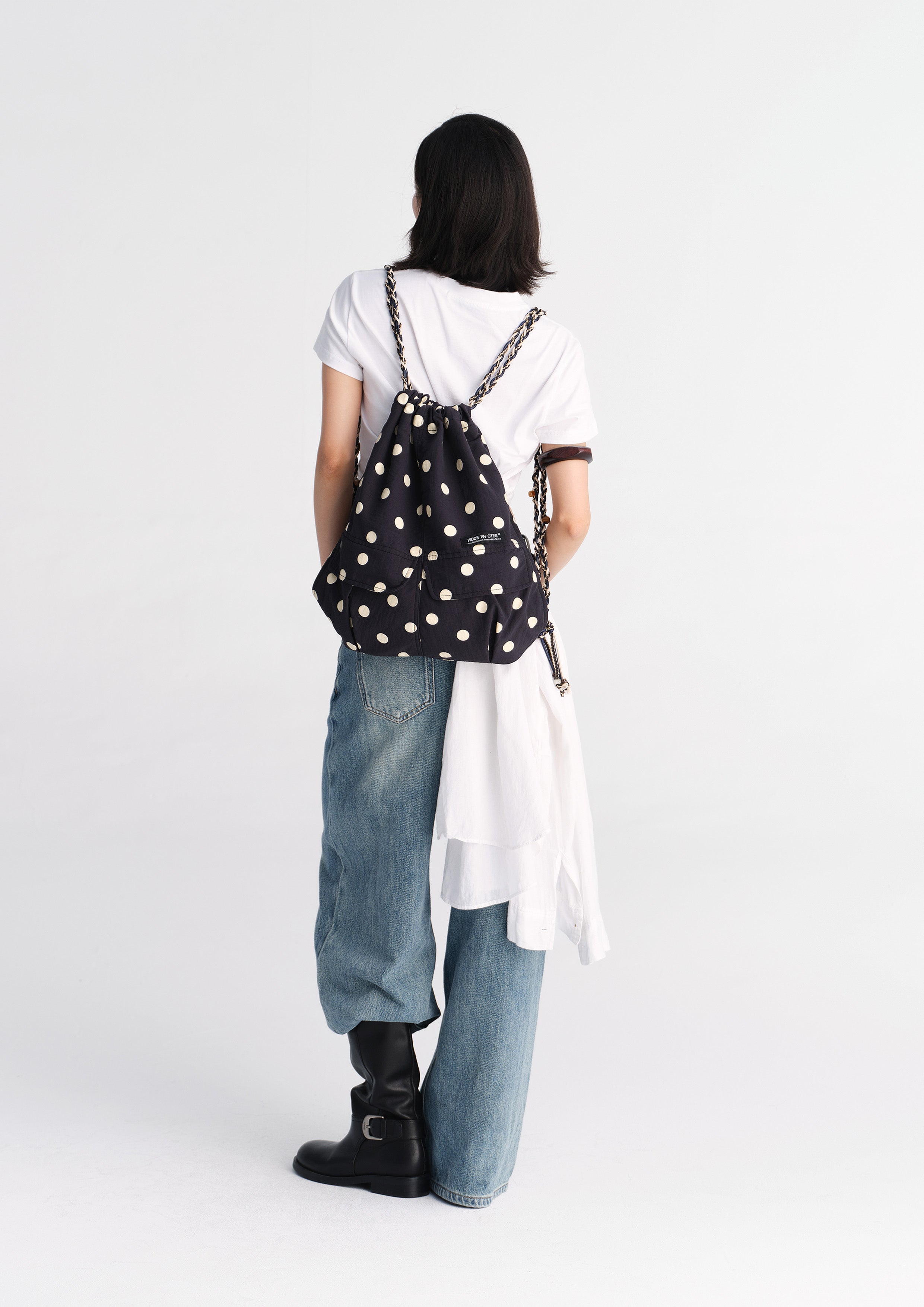 Polka dots 3-in-1 backpack - black
