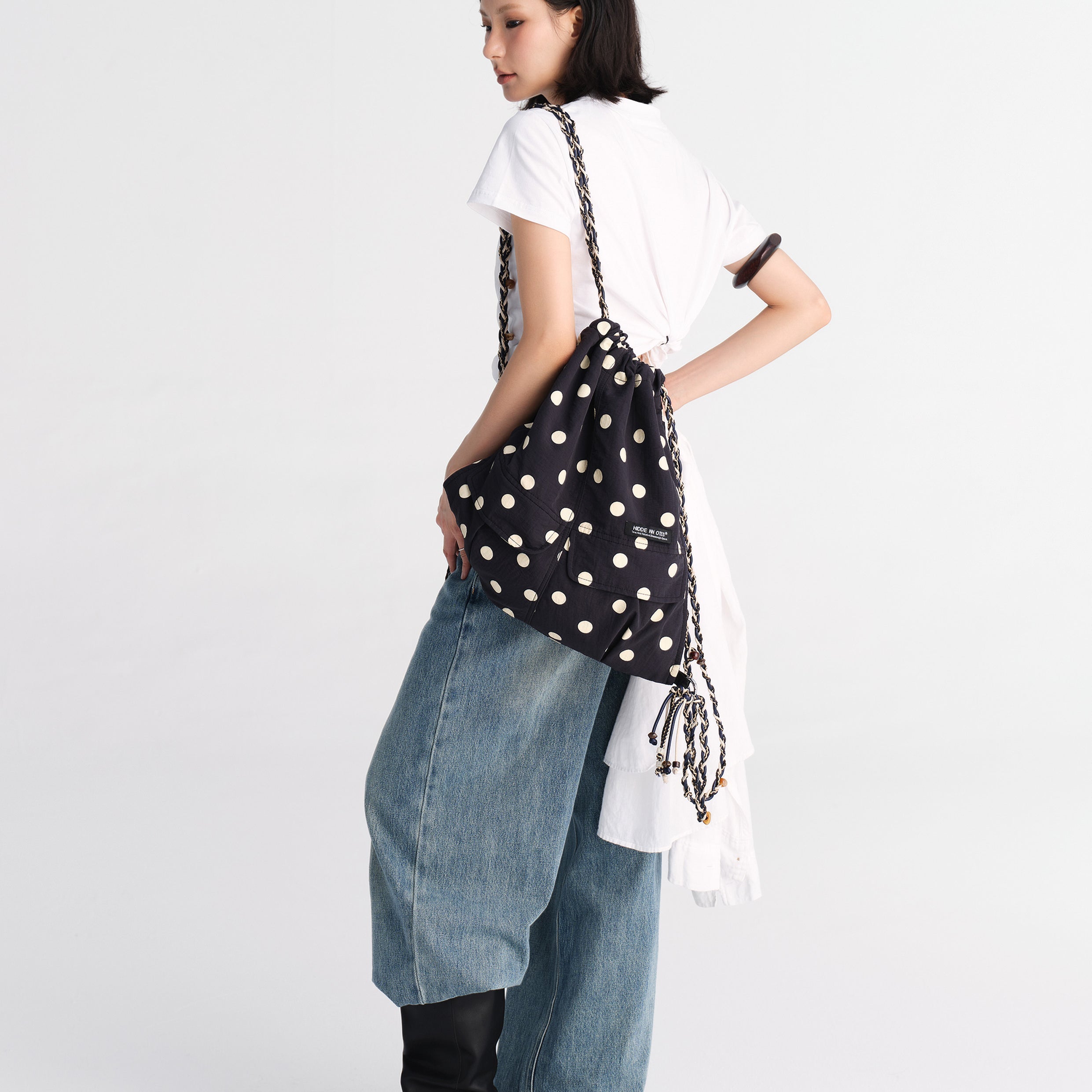 Polka dots 3-in-1 backpack - black