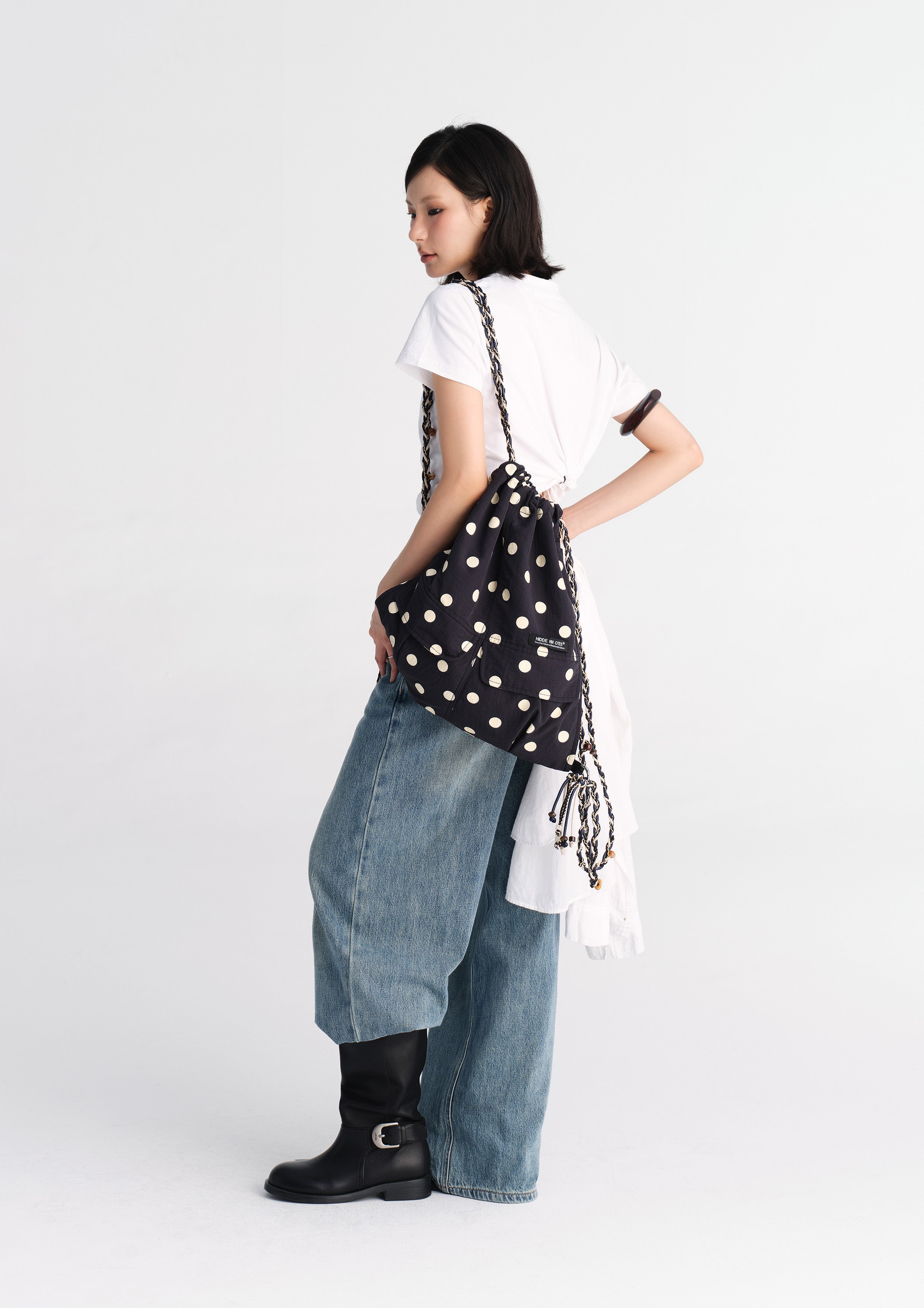 Polka dots 3-in-1 backpack - black