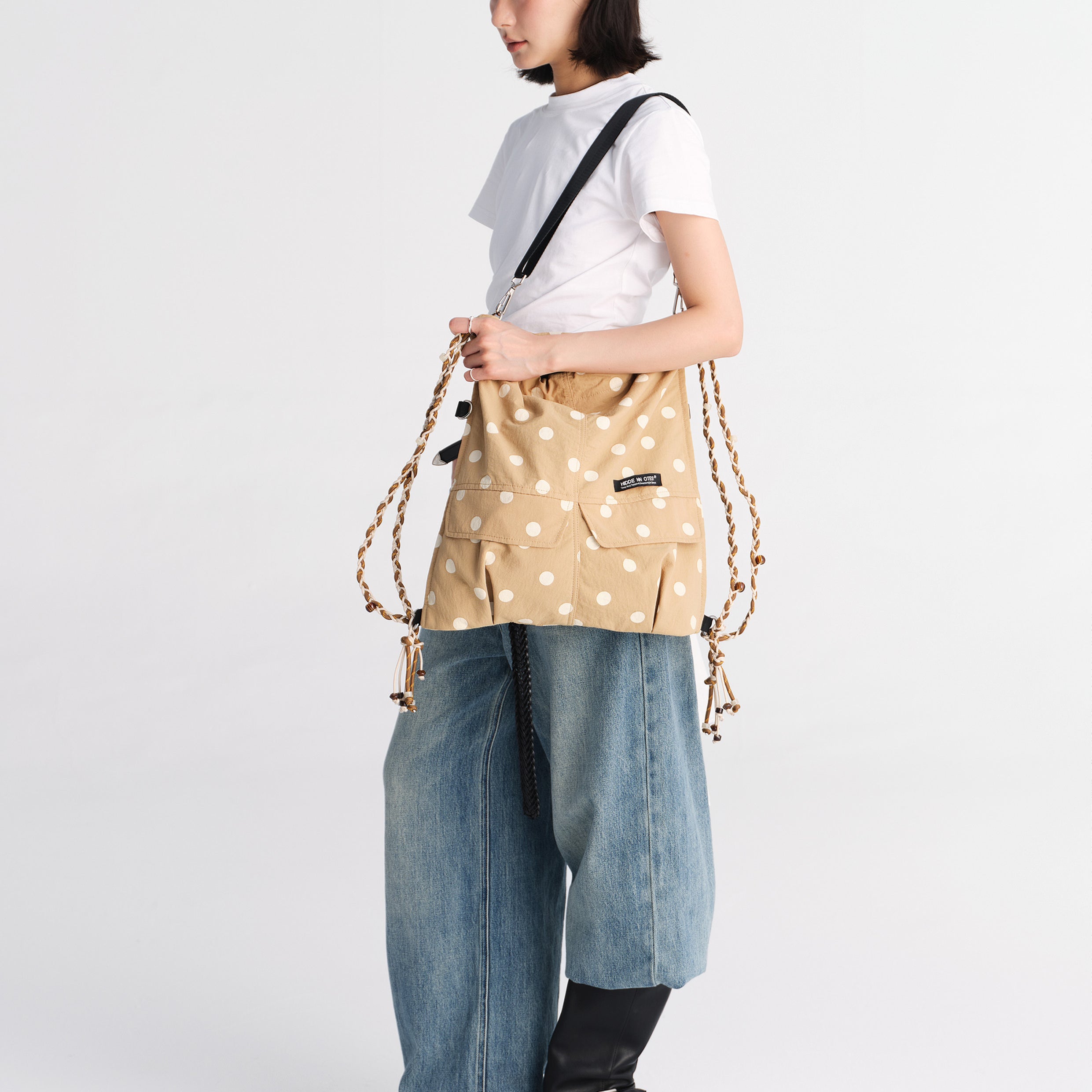 Polka dots 3-in-1 backpack - tan