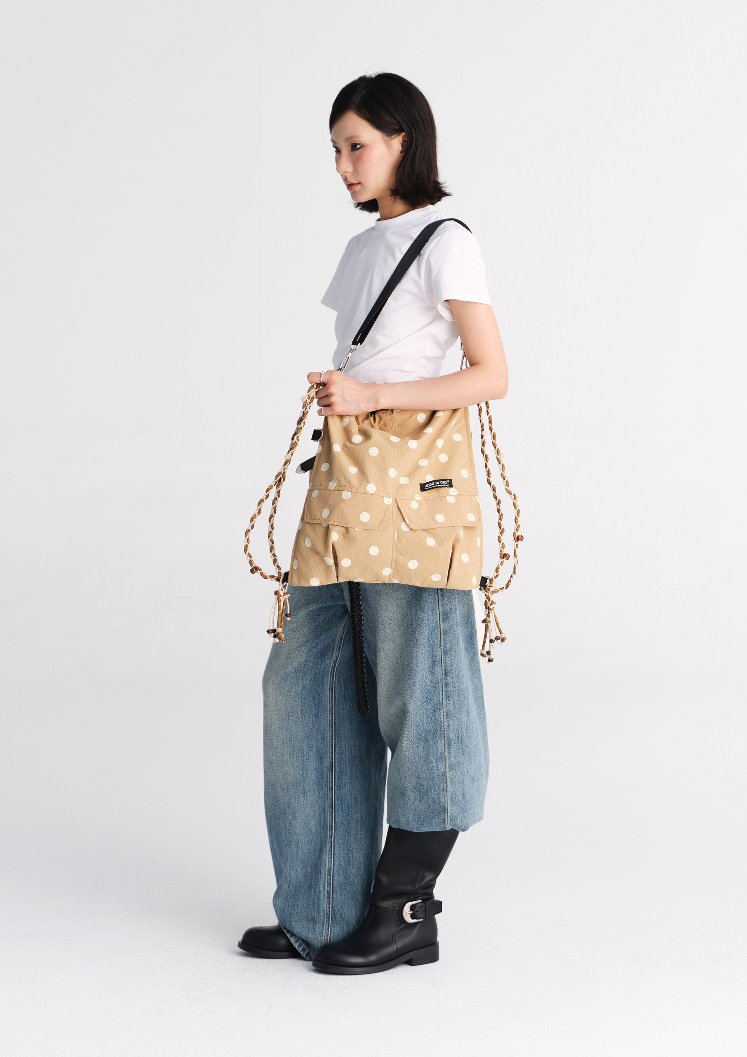 Polka dots 3-in-1 backpack - tan