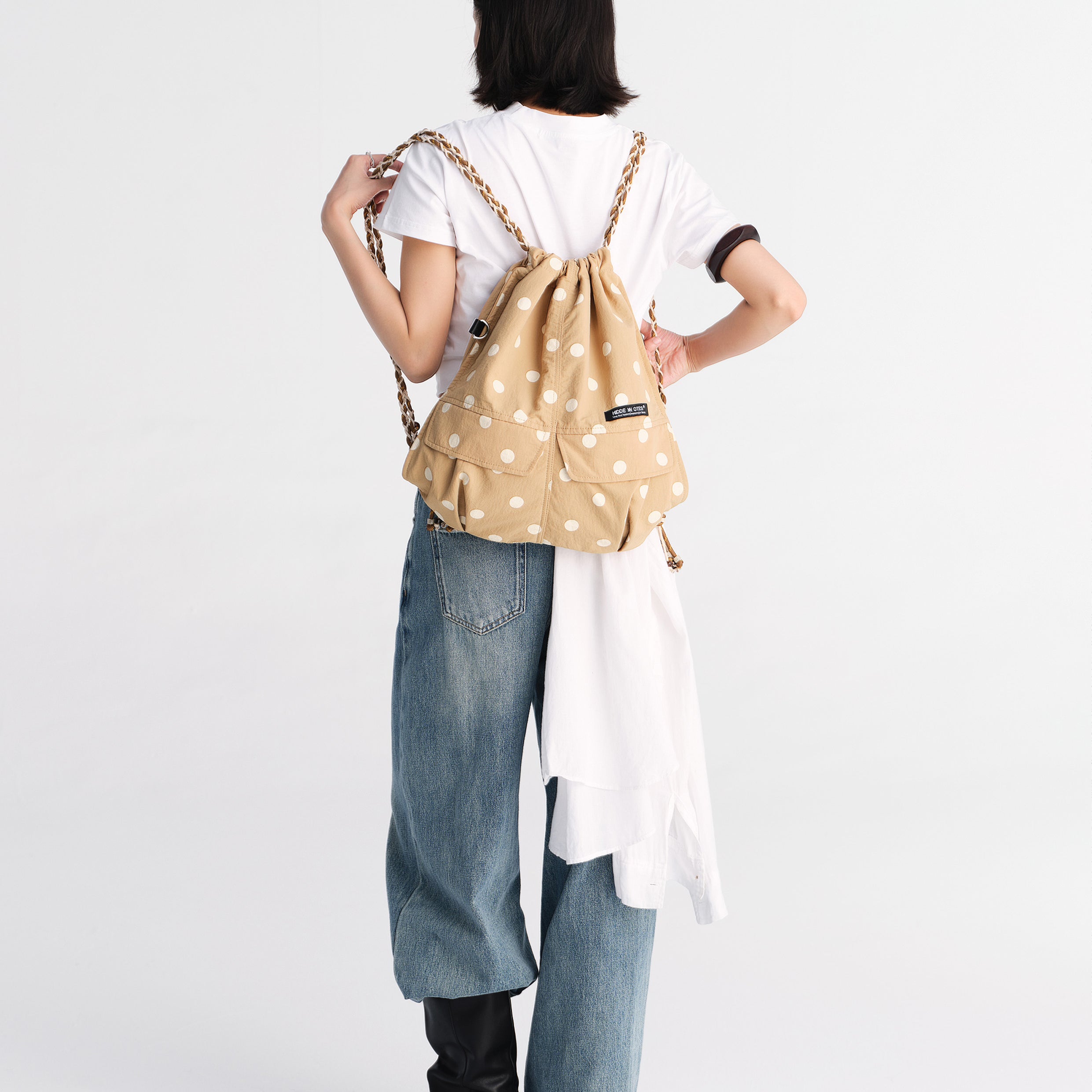 Polka dots 3-in-1 backpack - tan