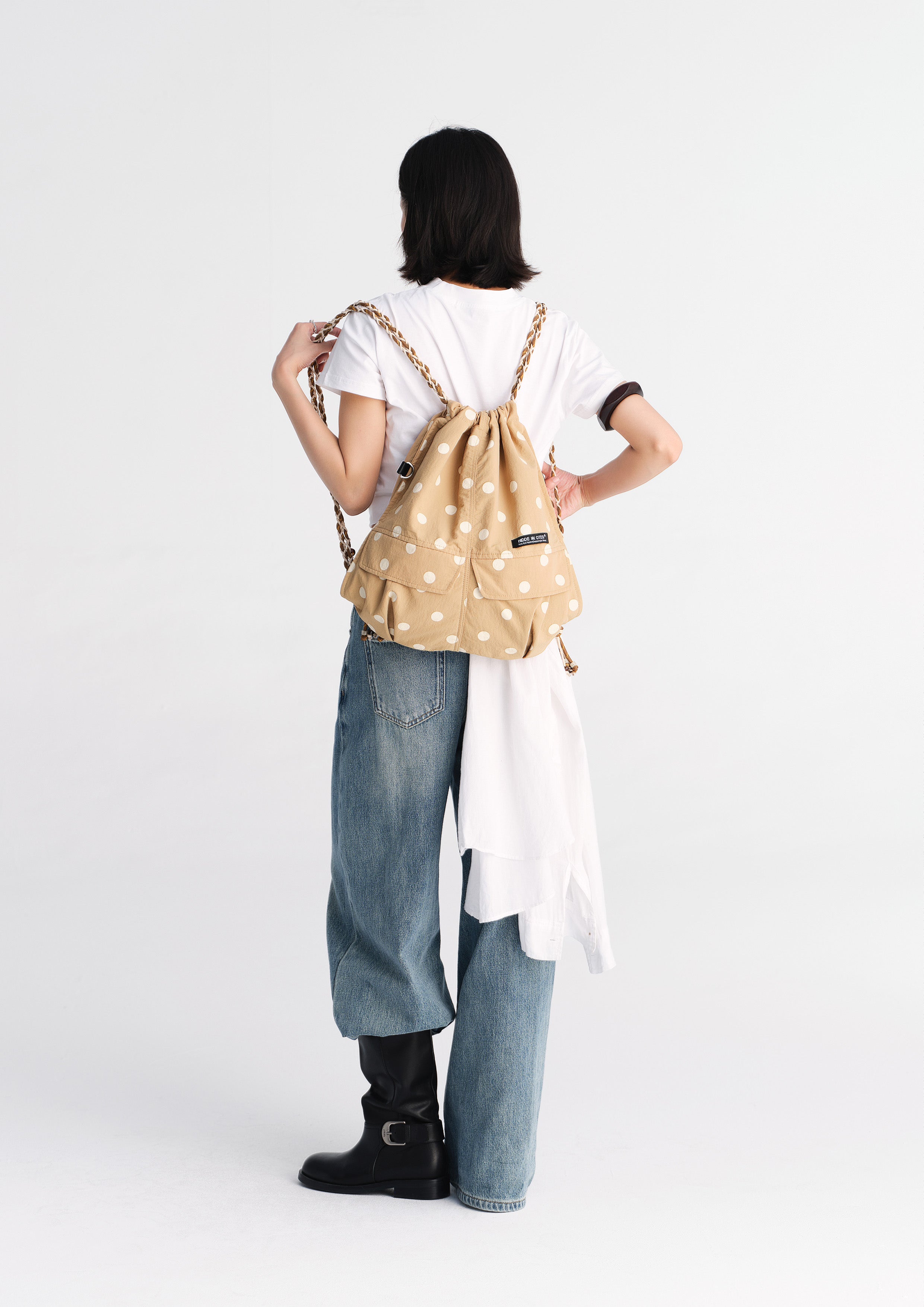 Polka dots 3-in-1 backpack - tan