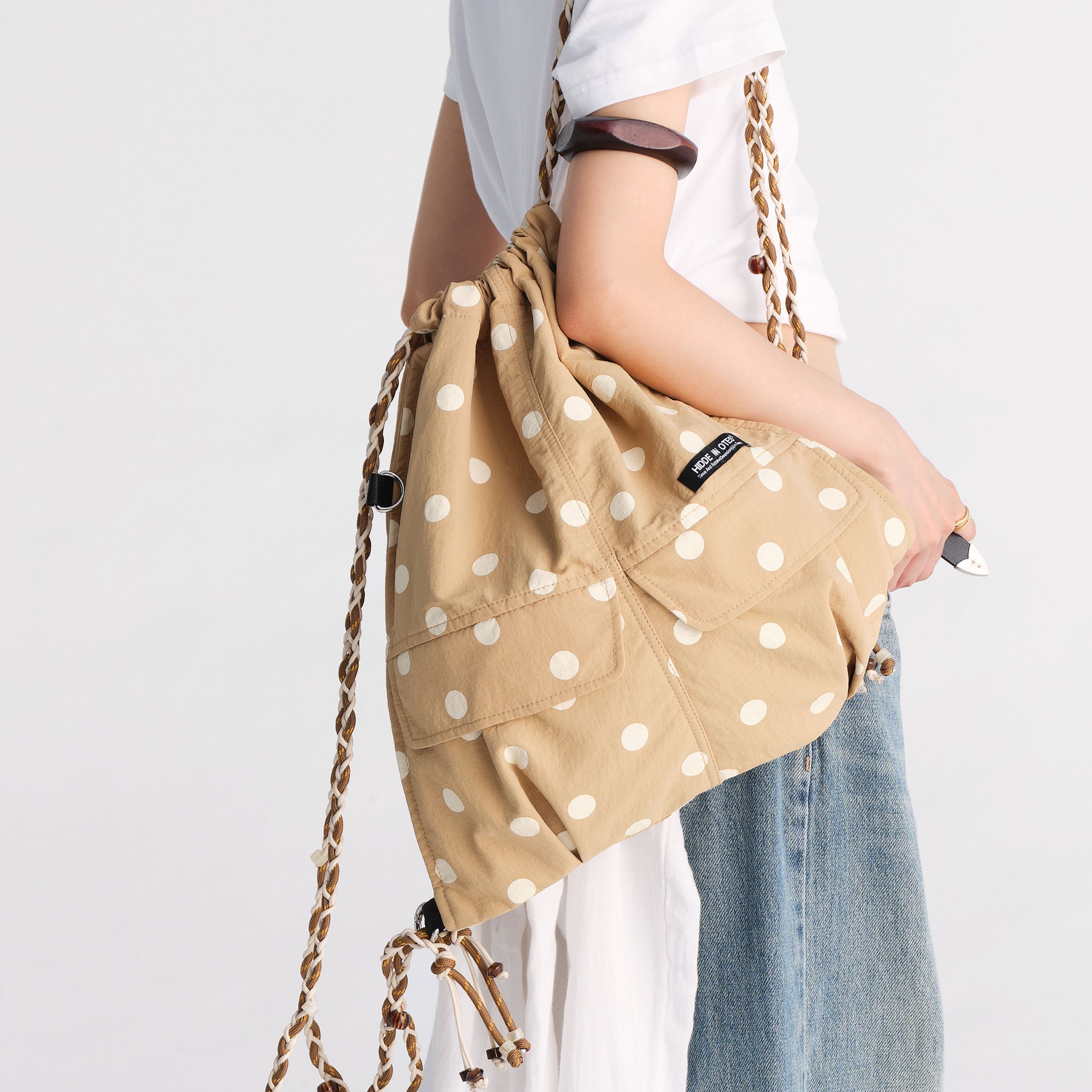 Polka dots 3-in-1 backpack - tan