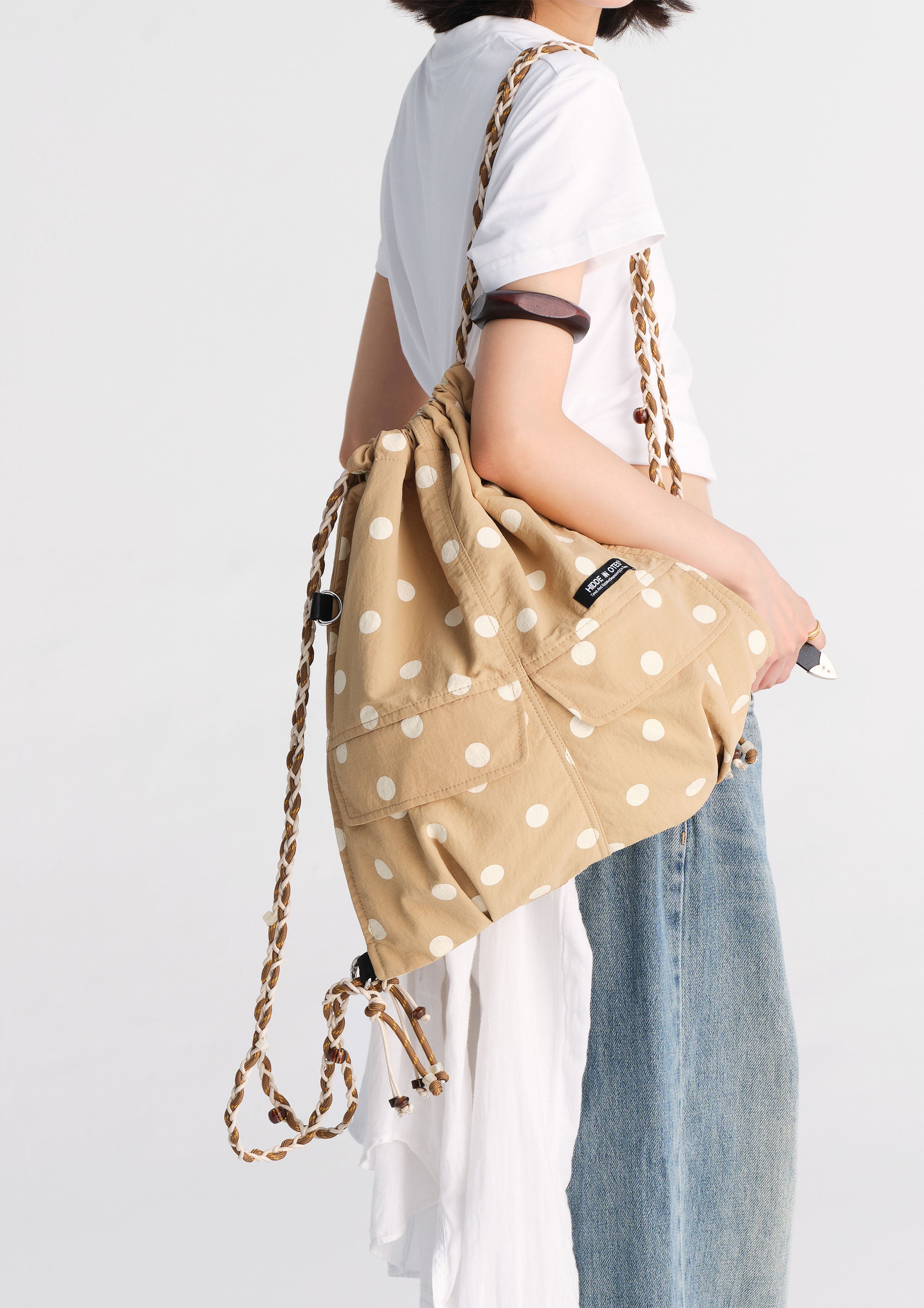 Polka dots 3-in-1 backpack - tan