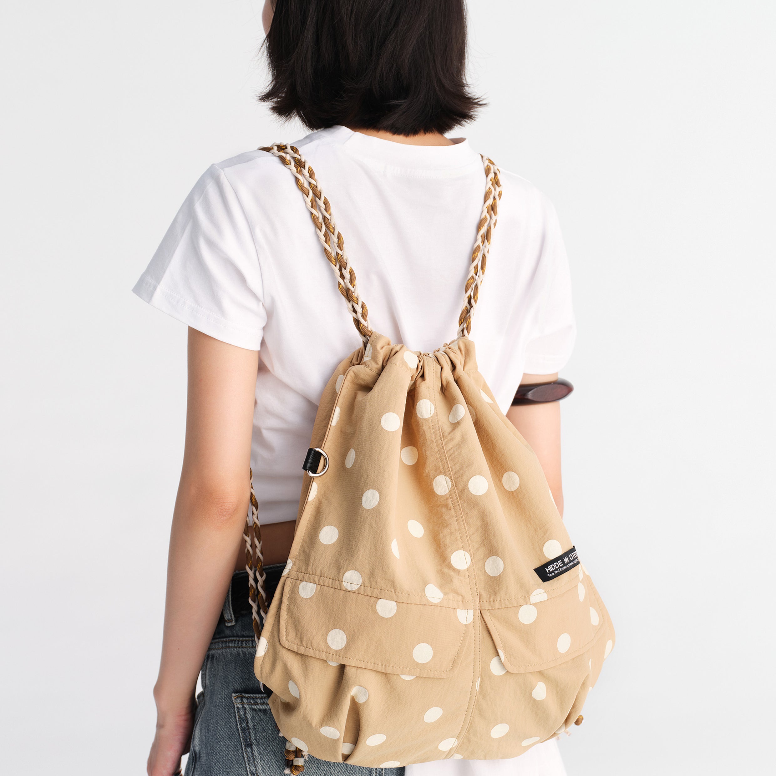Polka dots 3-in-1 backpack - tan