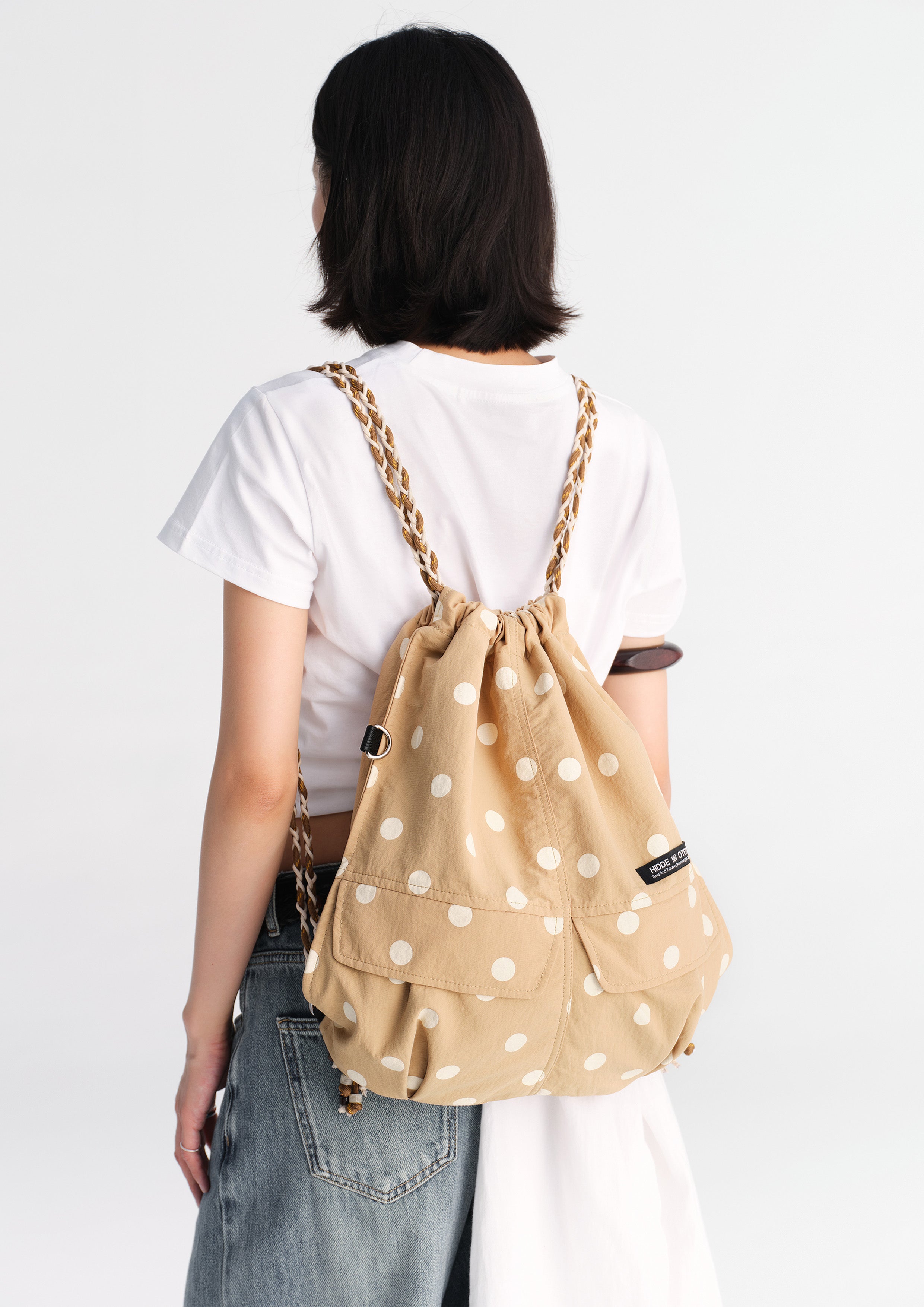 Polka dots 3-in-1 backpack - tan