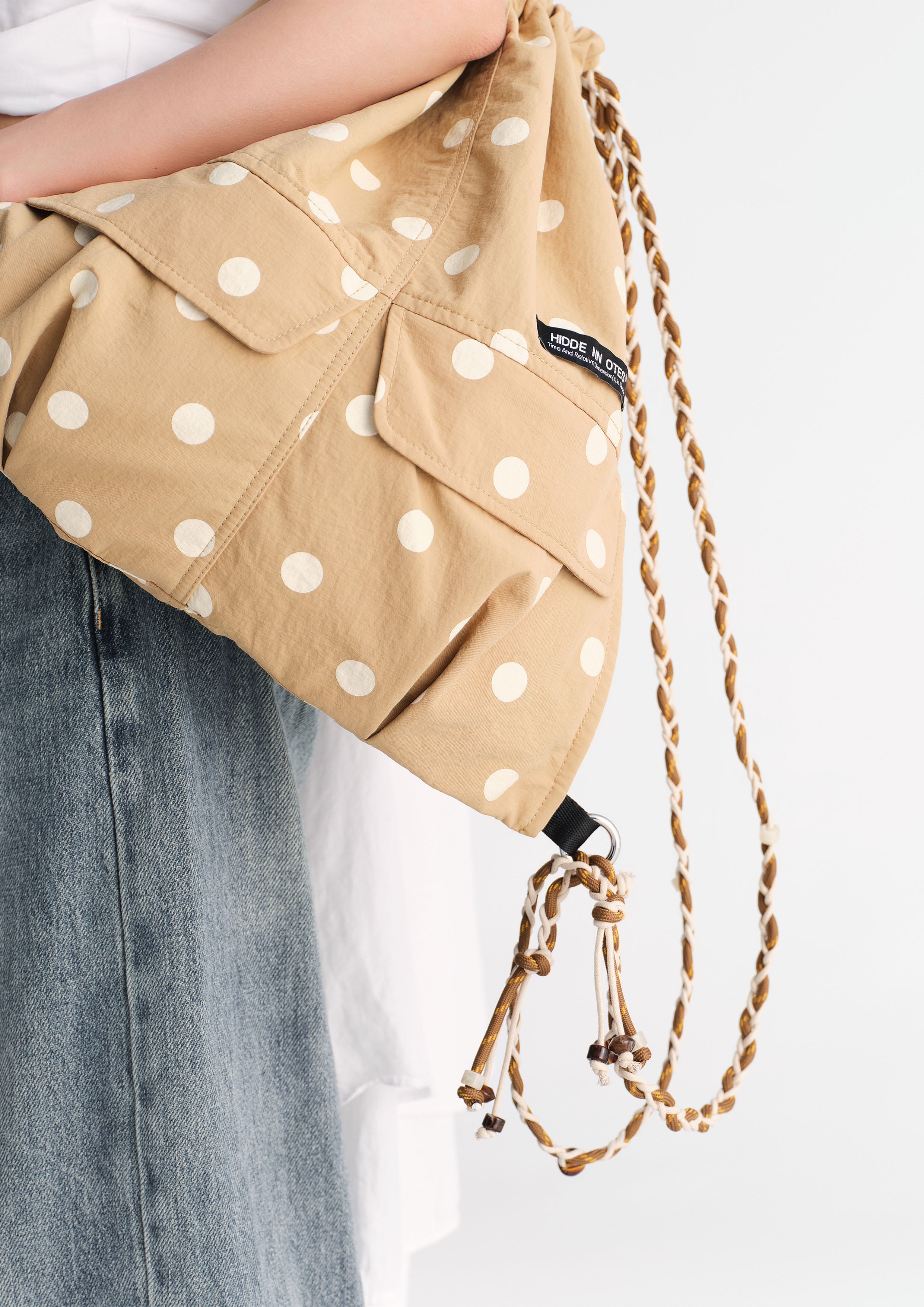 Polka dots 3-in-1 backpack - tan