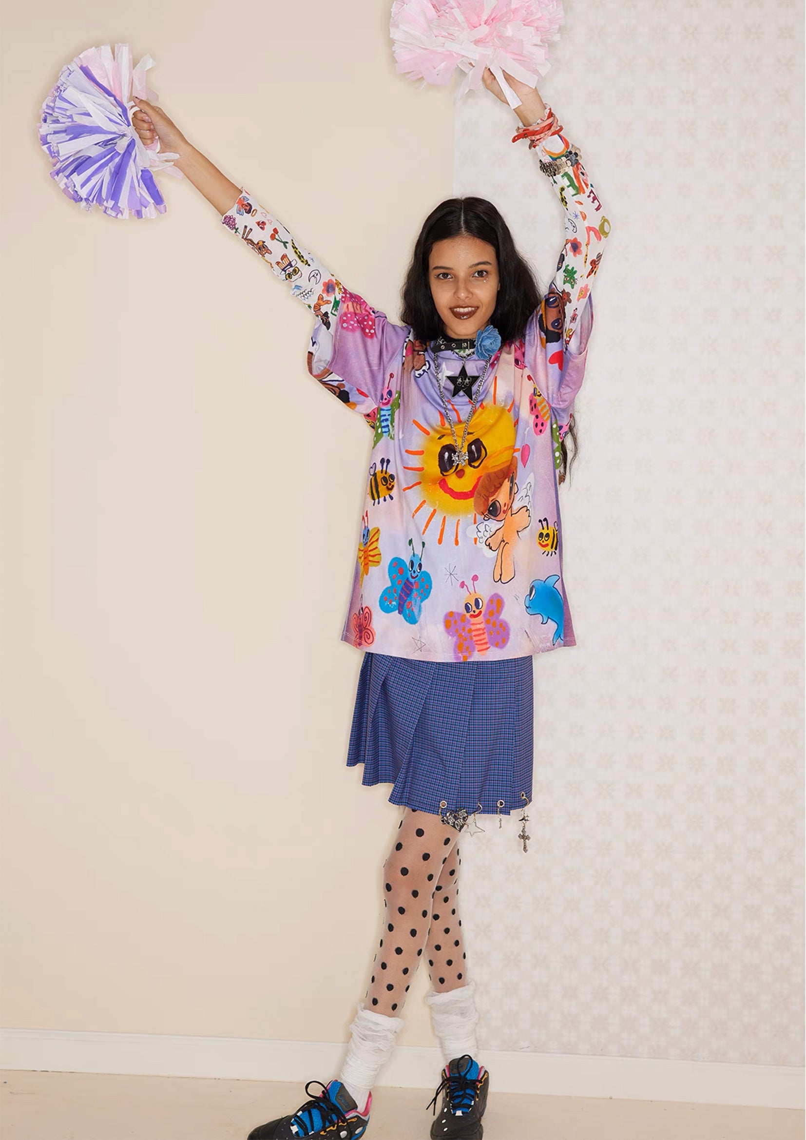 Smiley sun oversized tee - lavender