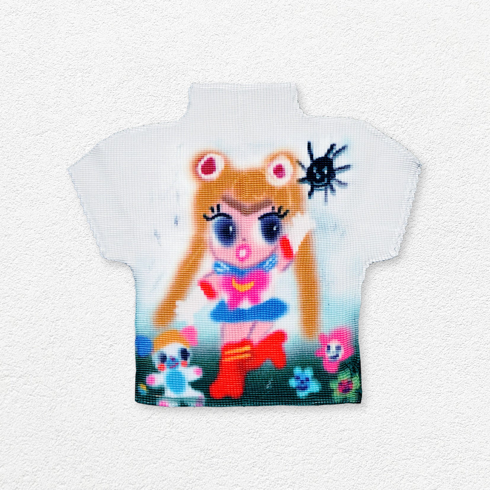 Sailor moon crinkle stretch crop tee - white