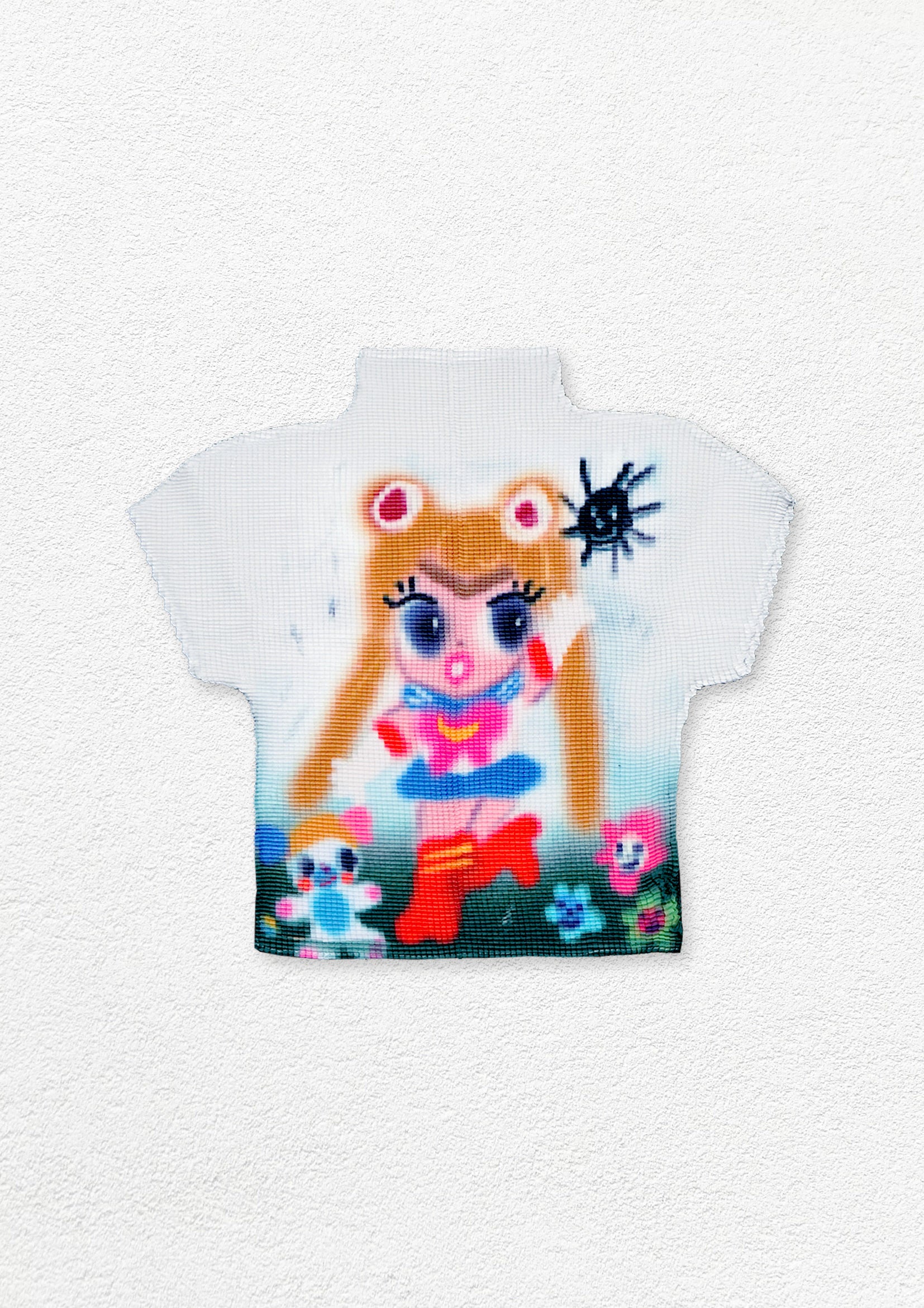 Sailor moon crinkle stretch crop tee - white