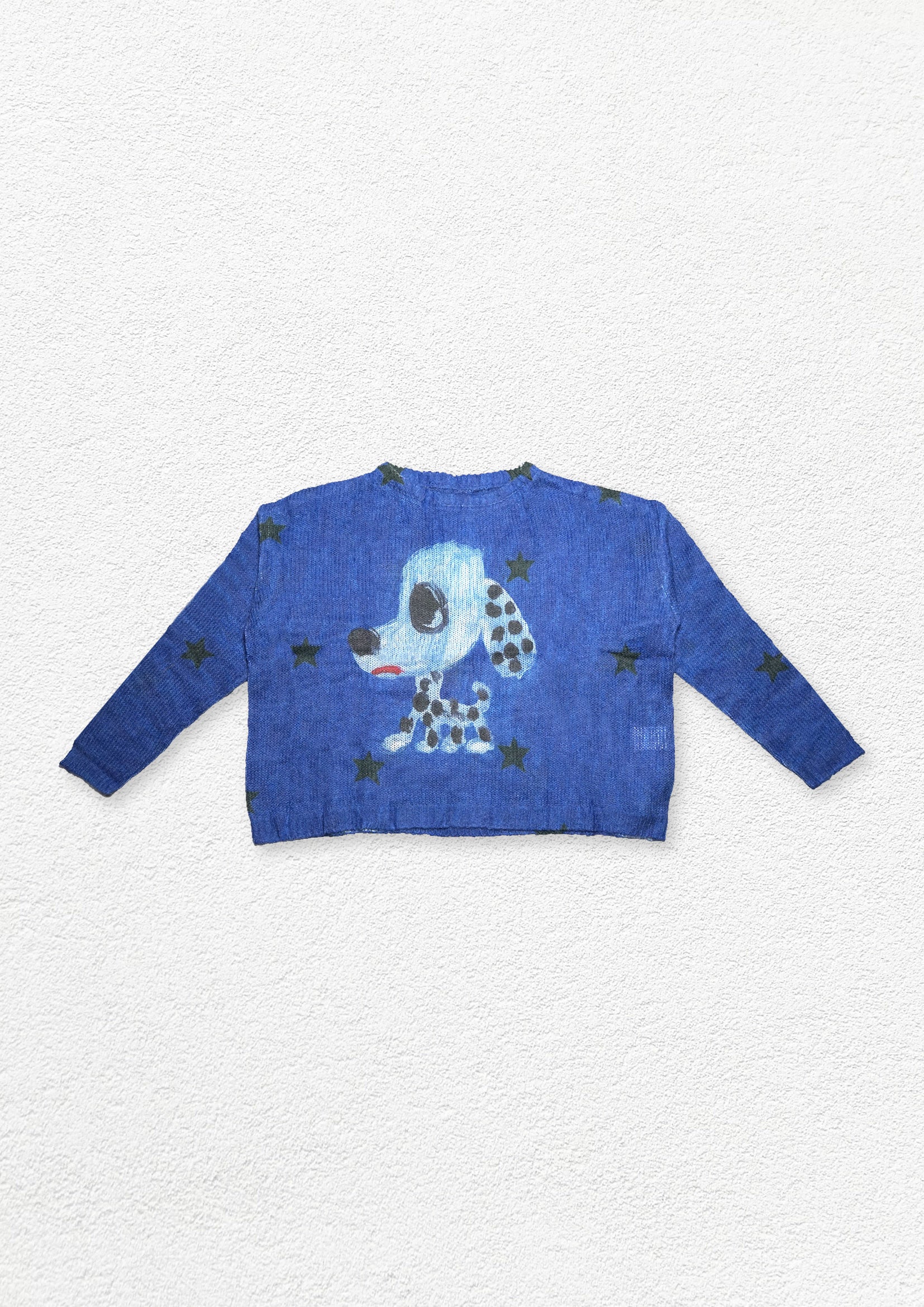 Spotted puppy wool knit jumper - blue