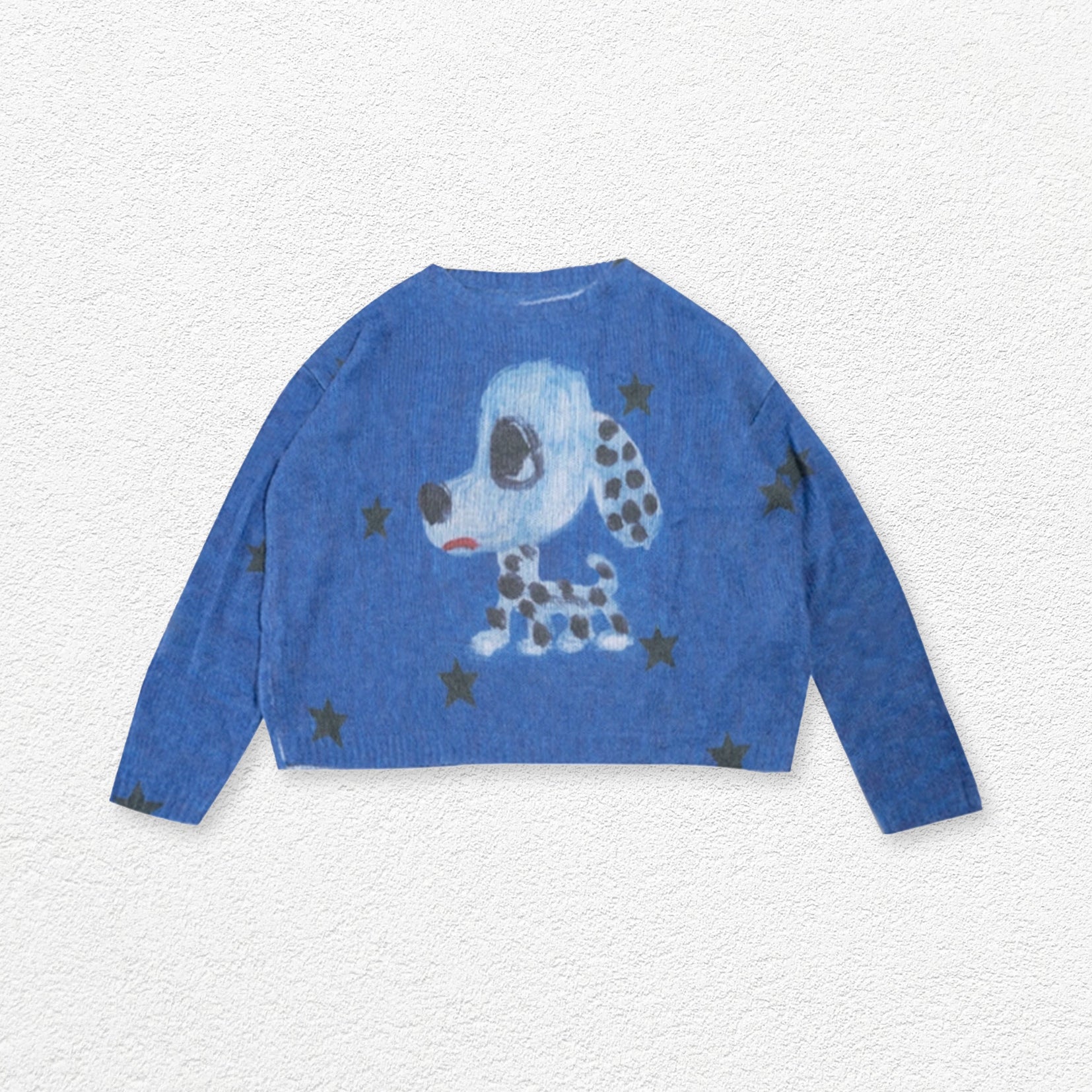 Spotted puppy wool knit jumper - blue