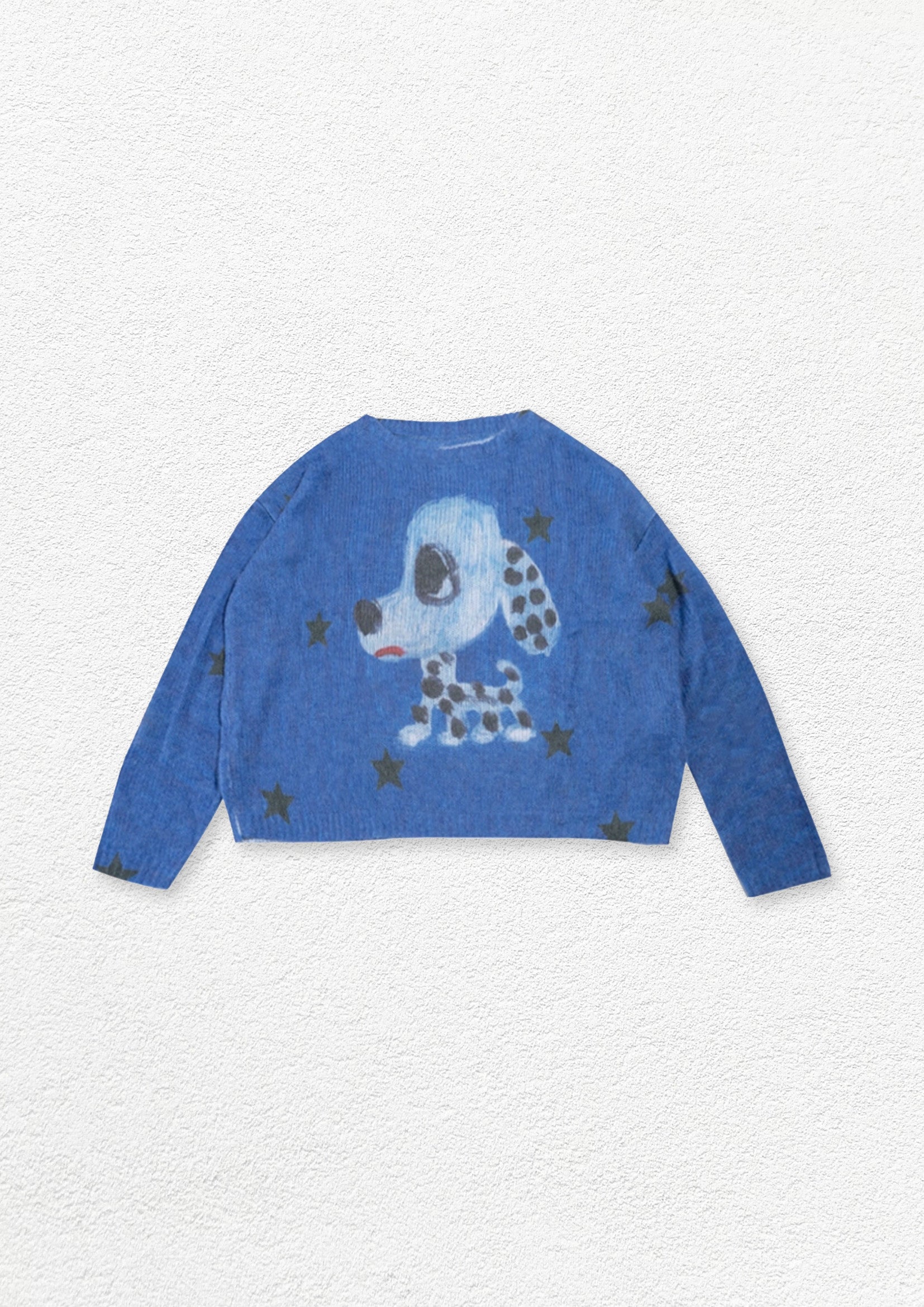 Spotted puppy wool knit jumper - blue