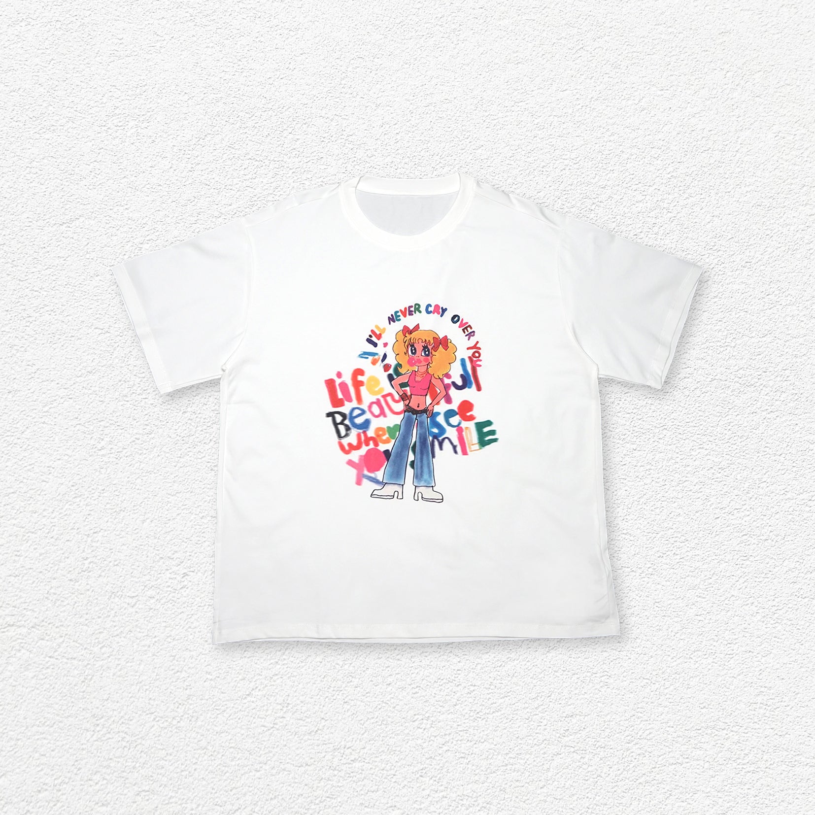 Bubblegum girl unisex oversized tee - white