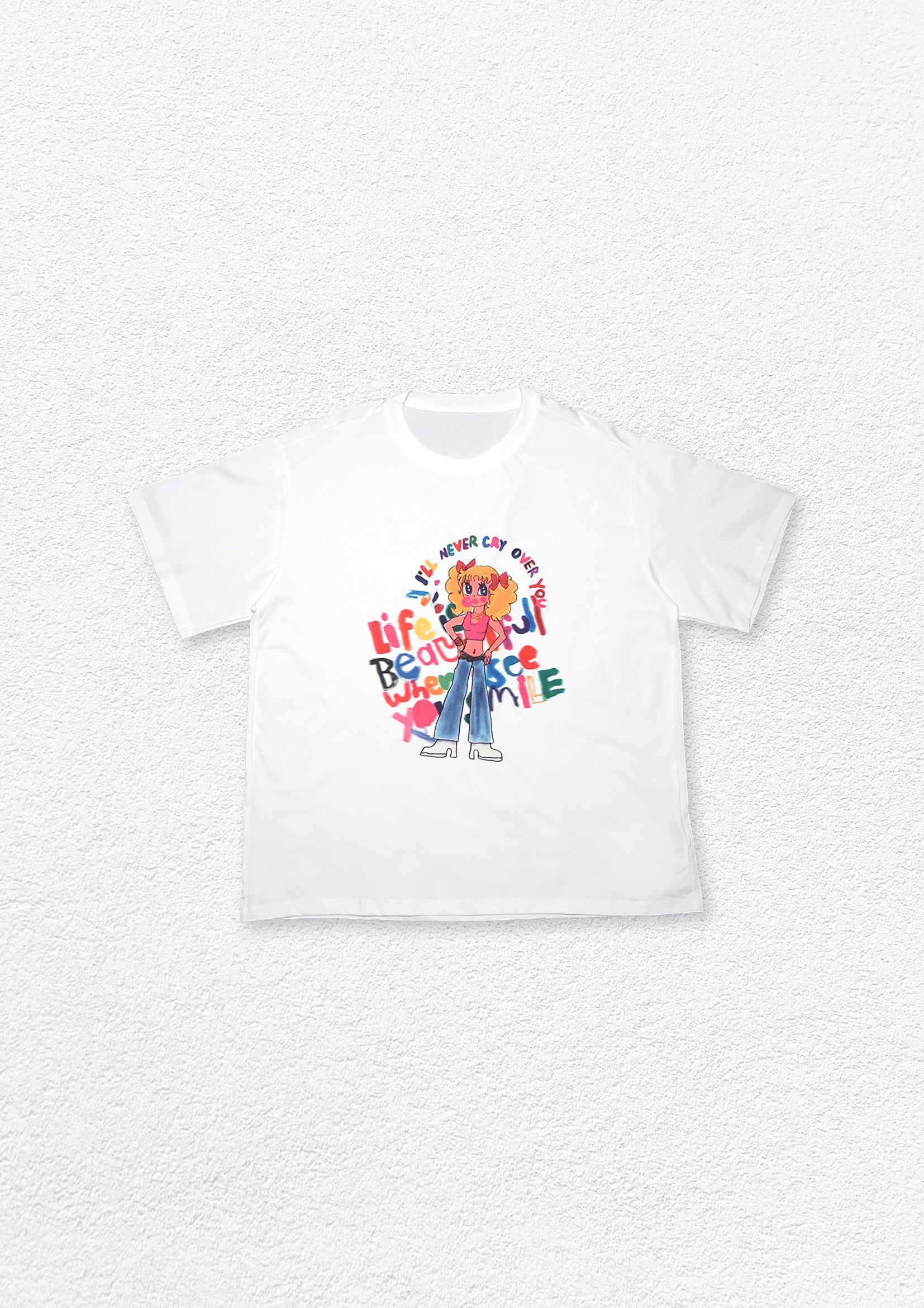 Bubblegum girl unisex oversized tee - white