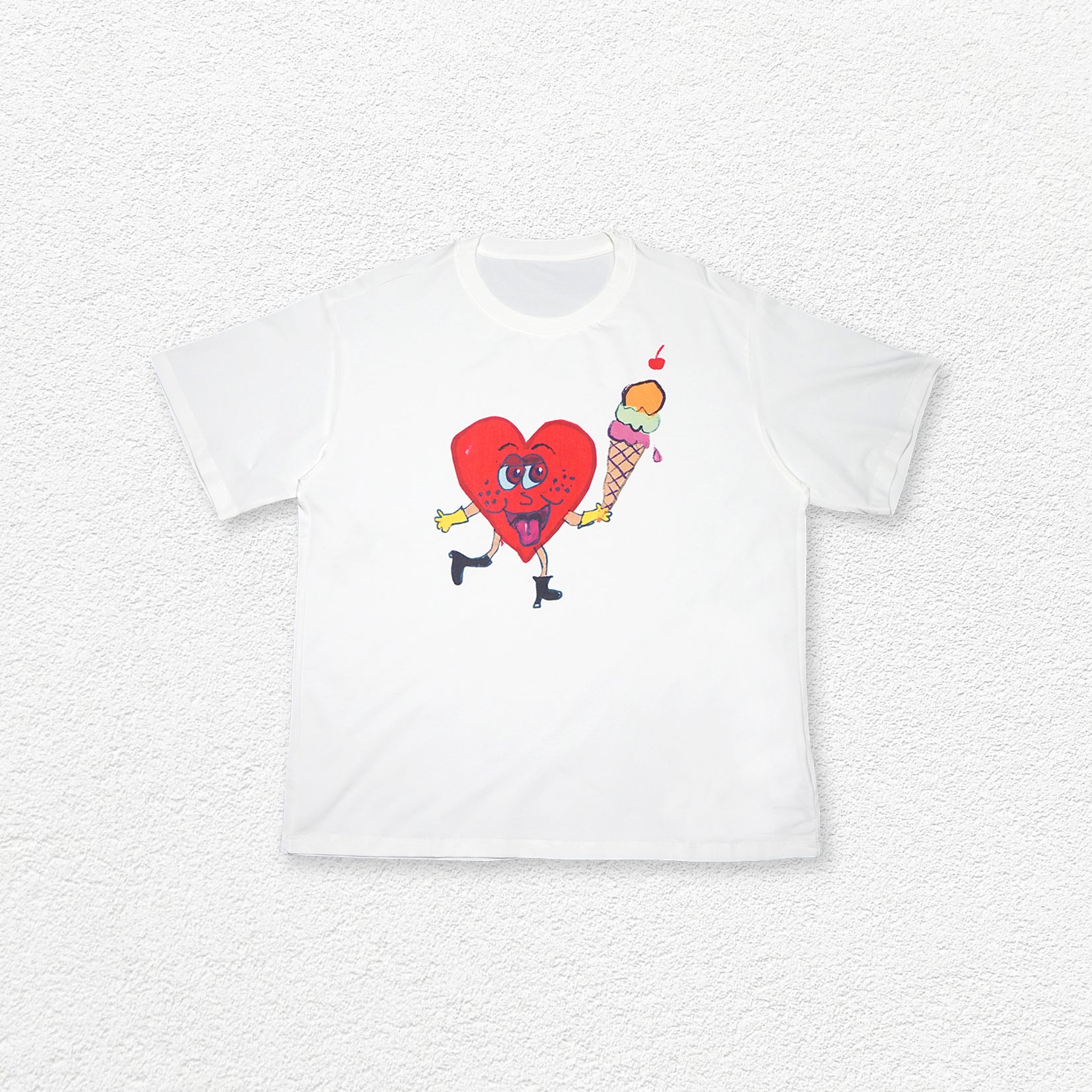 Ice cream heart unisex oversized tee - white