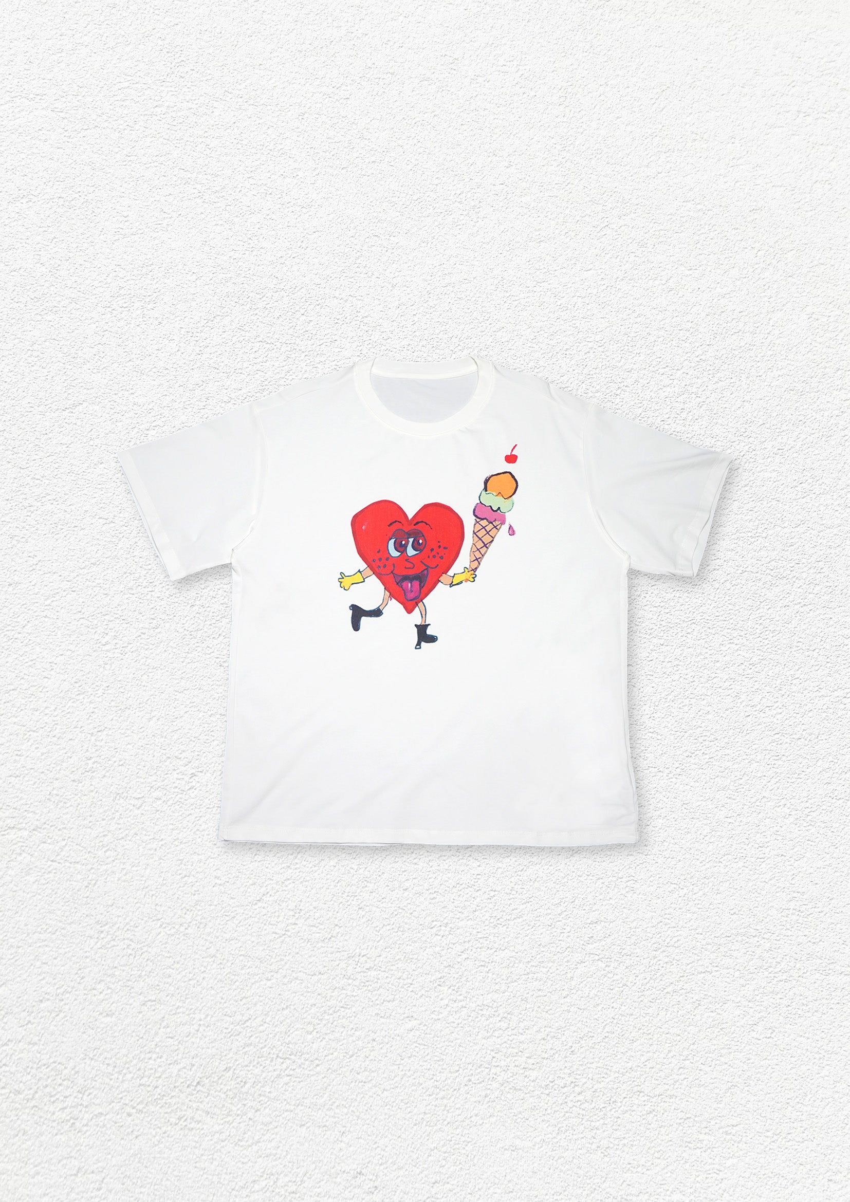 Ice cream heart unisex oversized tee - white