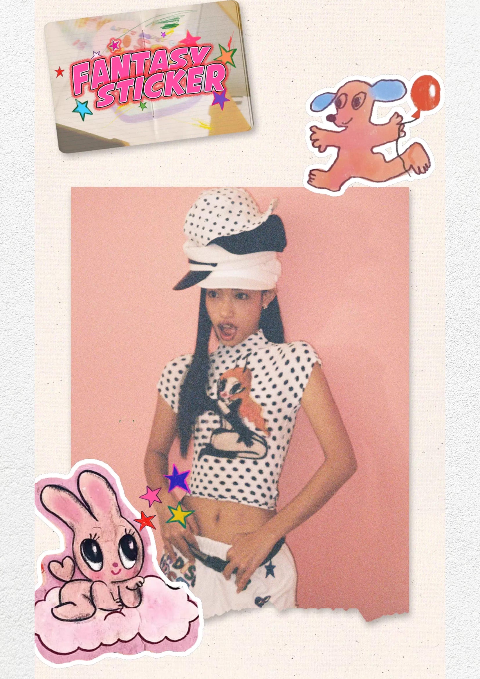 Devil girl polka dots crinkle stretch crop tee - white