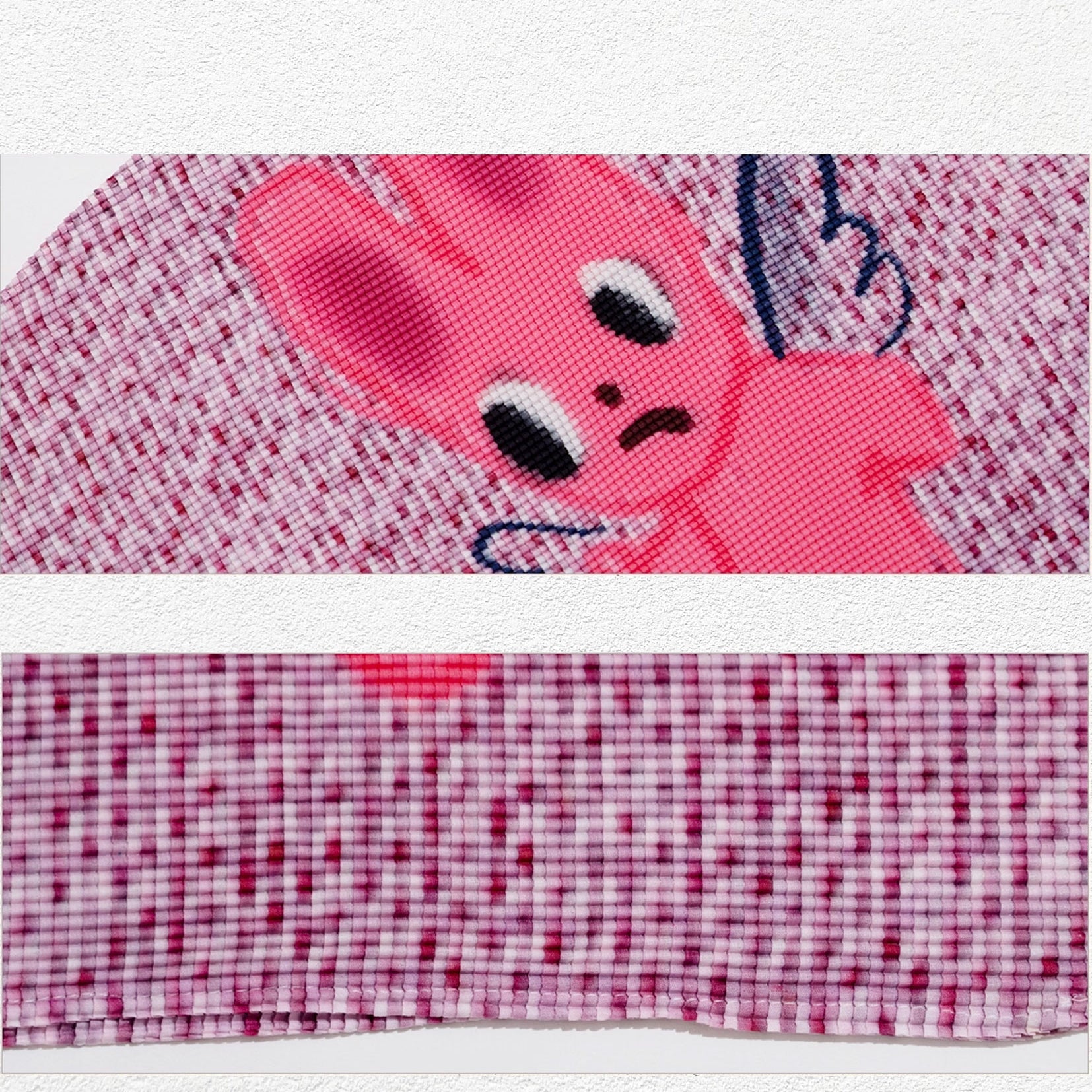 Pink bunny crinkle stretch crop tee - pink knit