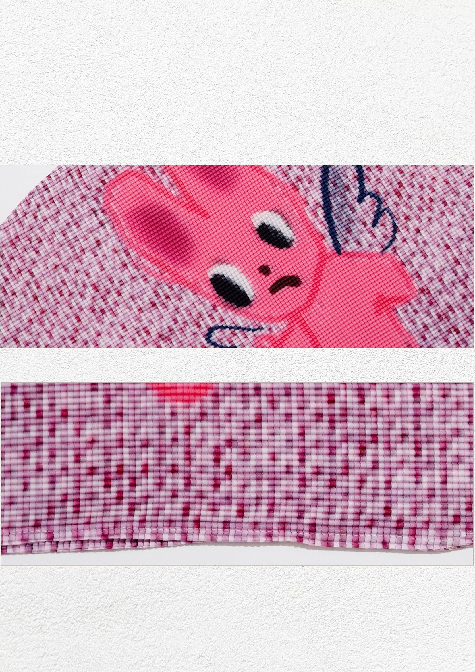 Pink bunny crinkle stretch crop tee - pink knit