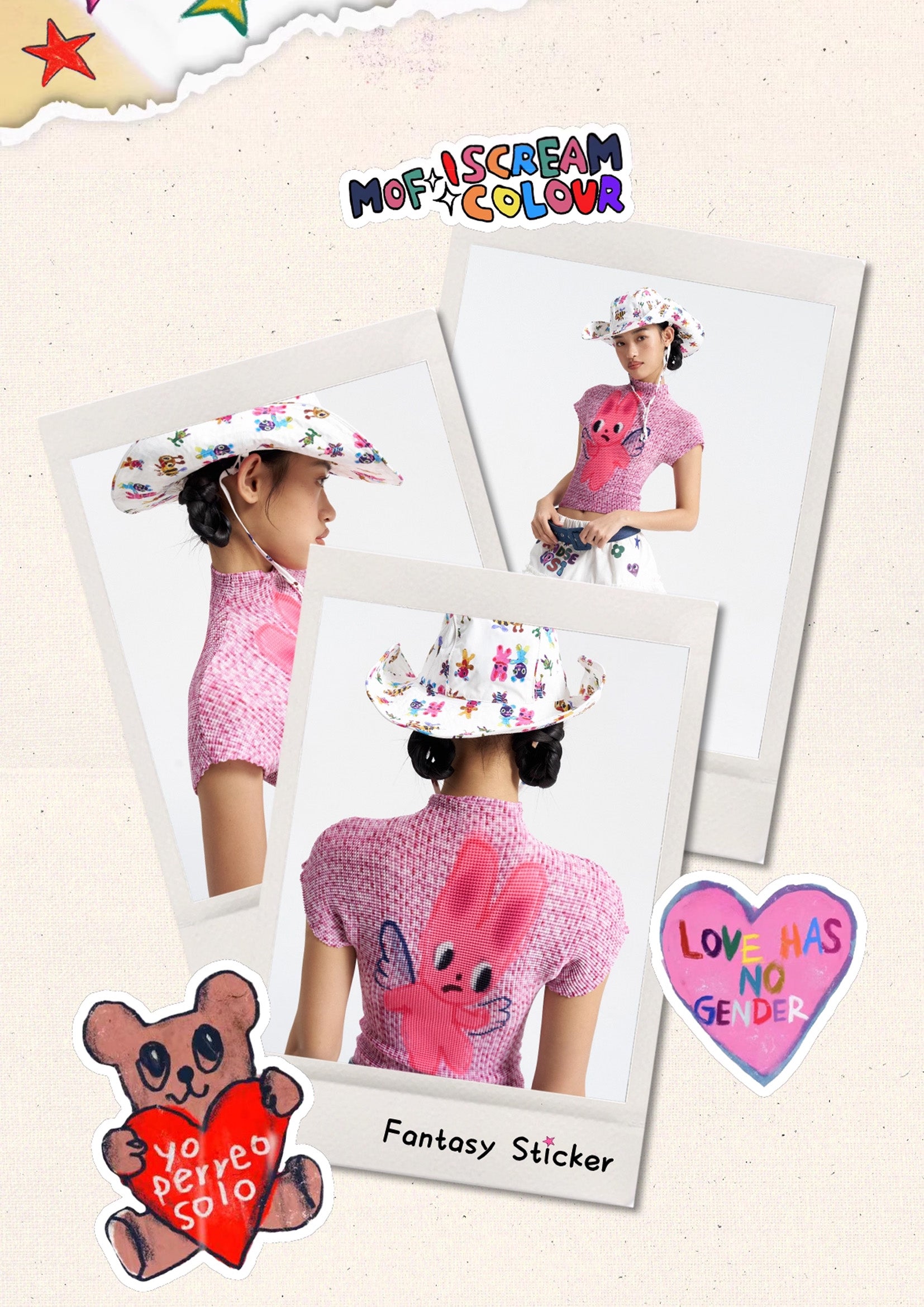 Pink bunny crinkle stretch crop tee - pink knit