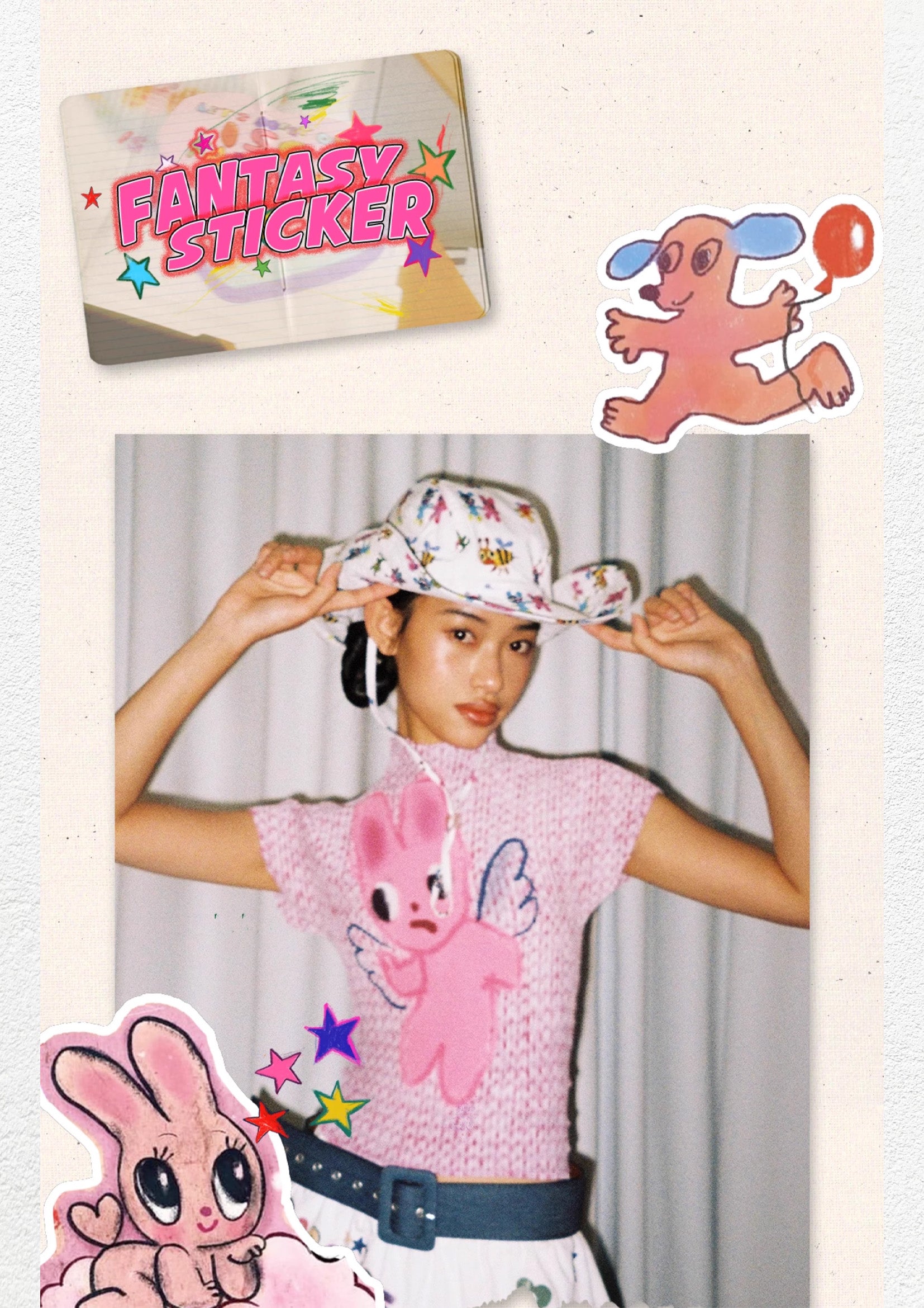 Pink bunny crinkle stretch crop tee - pink knit