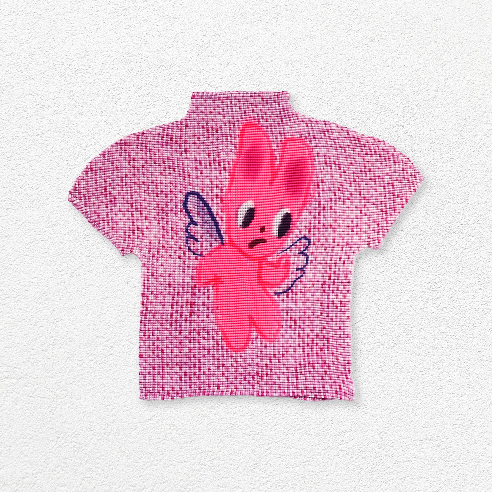 Pink bunny crinkle stretch crop tee - pink knit