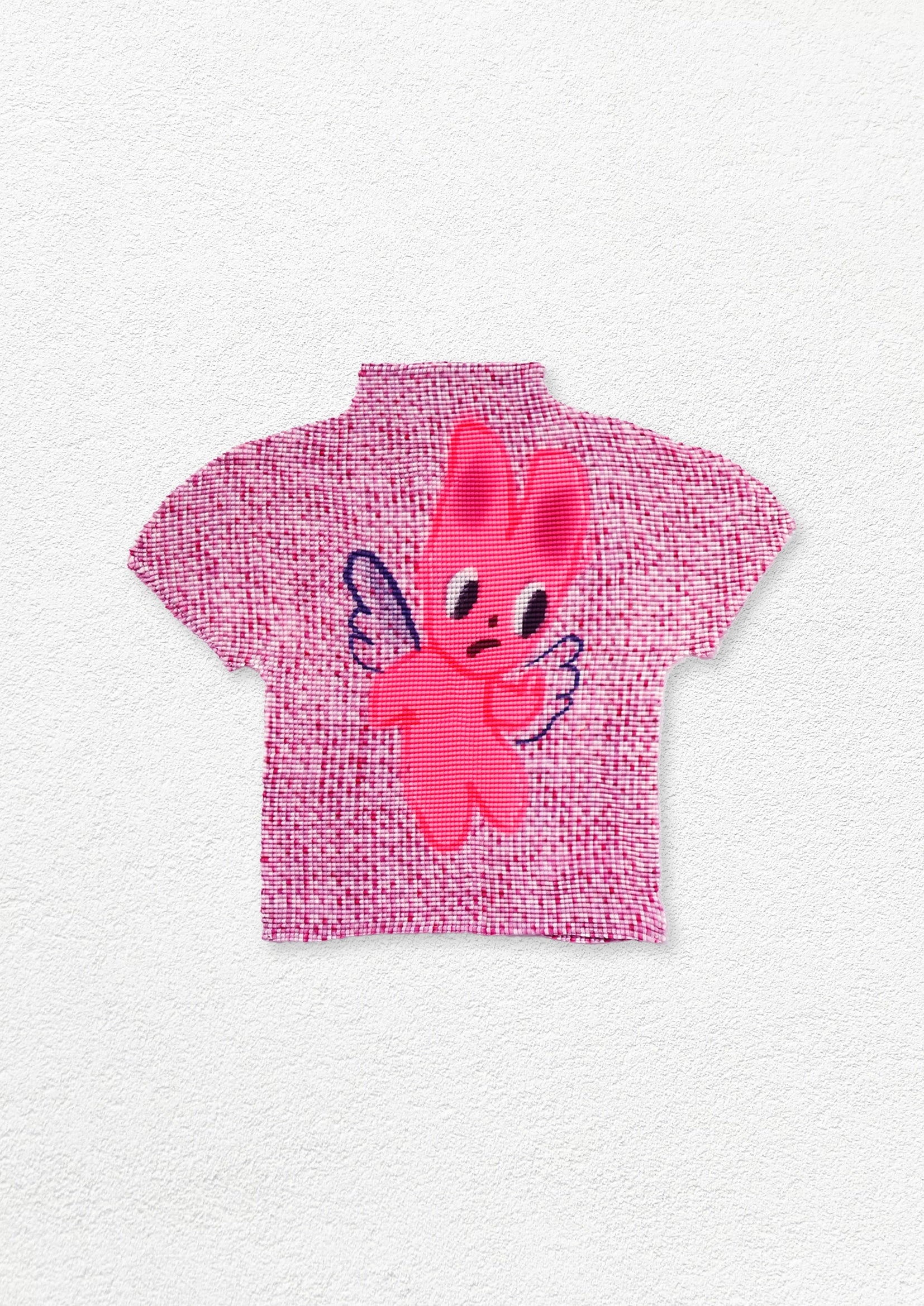 Pink bunny crinkle stretch crop tee - pink knit