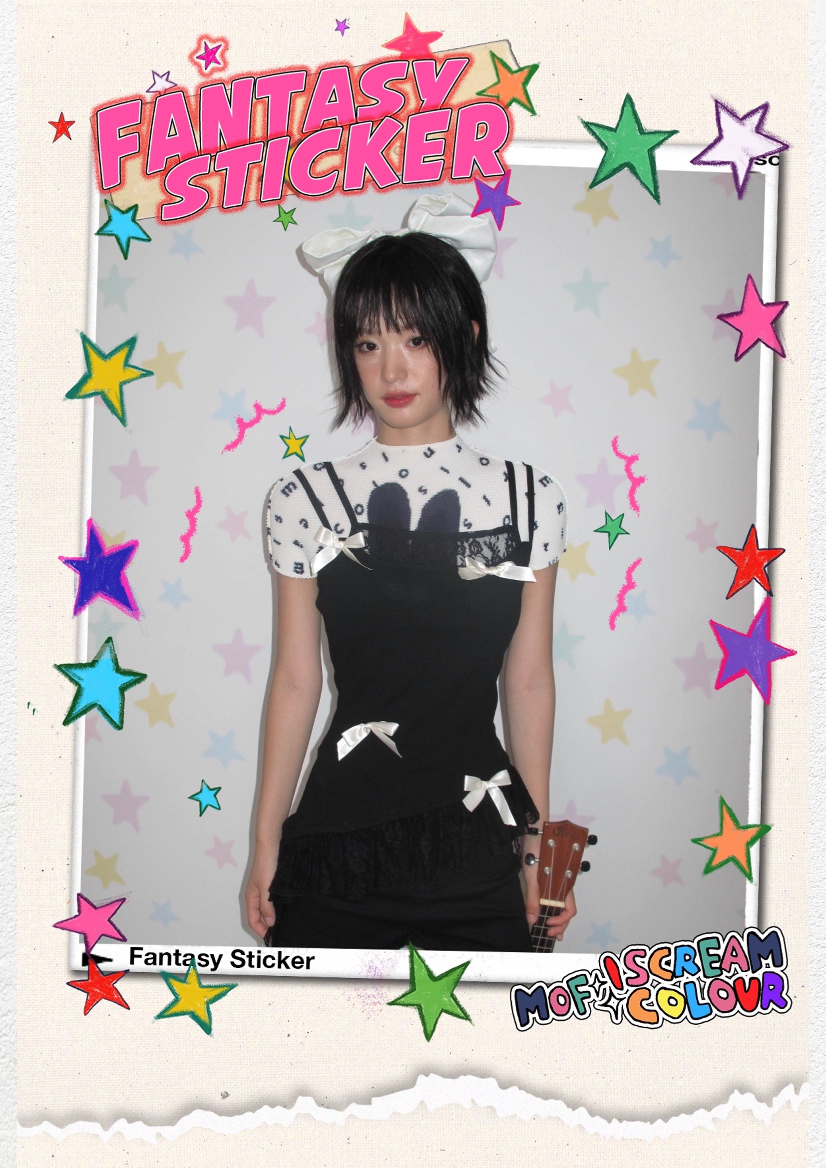 Black bunny crinkle stretch crop tee - white