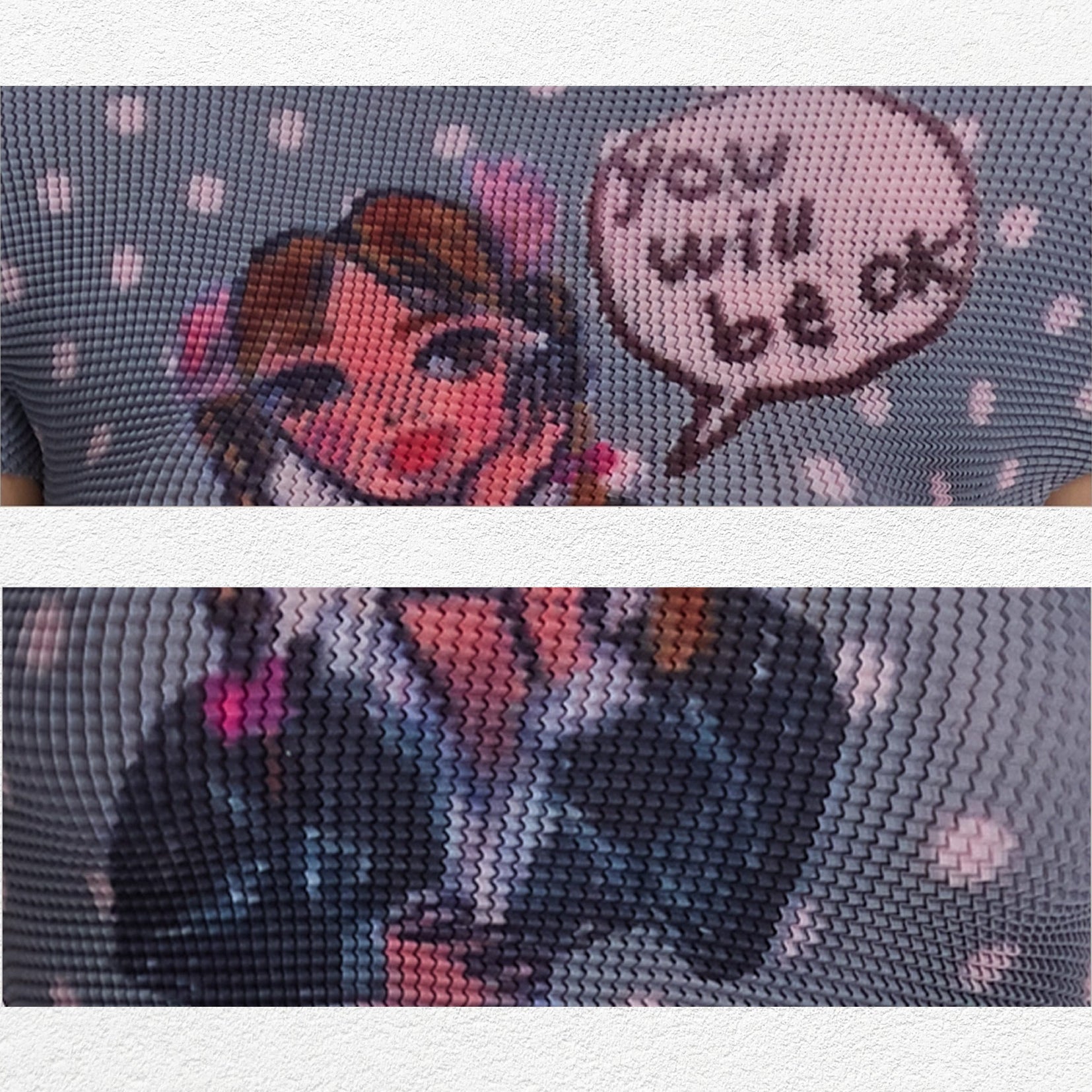 Britney polka dots crinkle stretch crop tee - grey