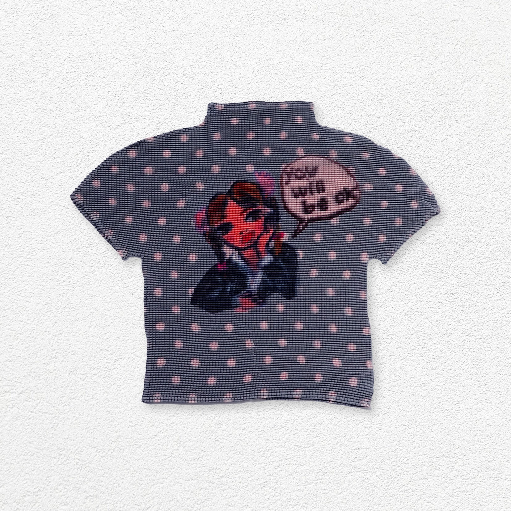 Britney polka dots crinkle stretch crop tee - grey