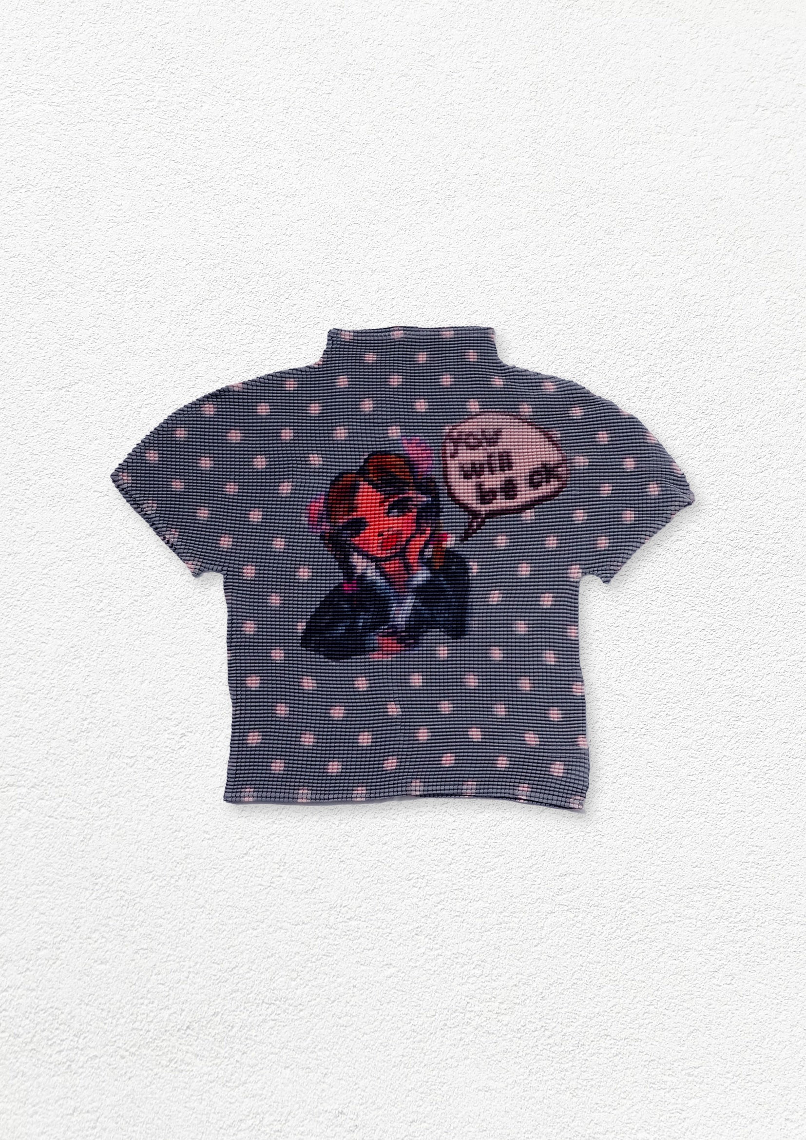 Britney polka dots crinkle stretch crop tee - grey