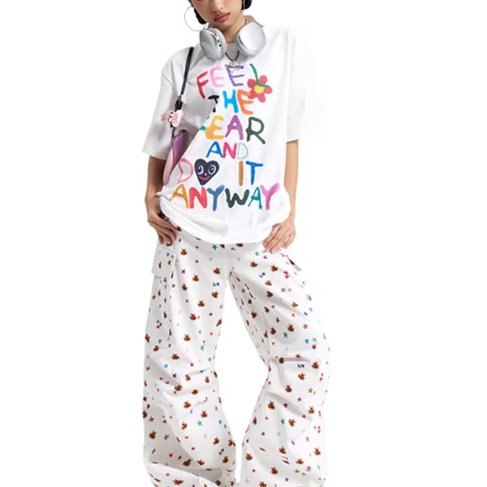 Typography unisex oversized tee - white