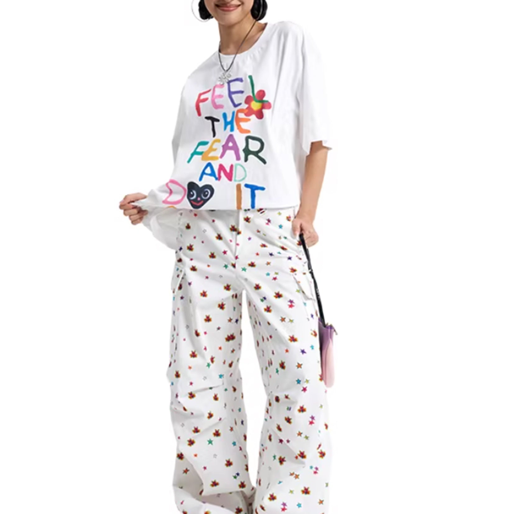 Typography unisex oversized tee - white