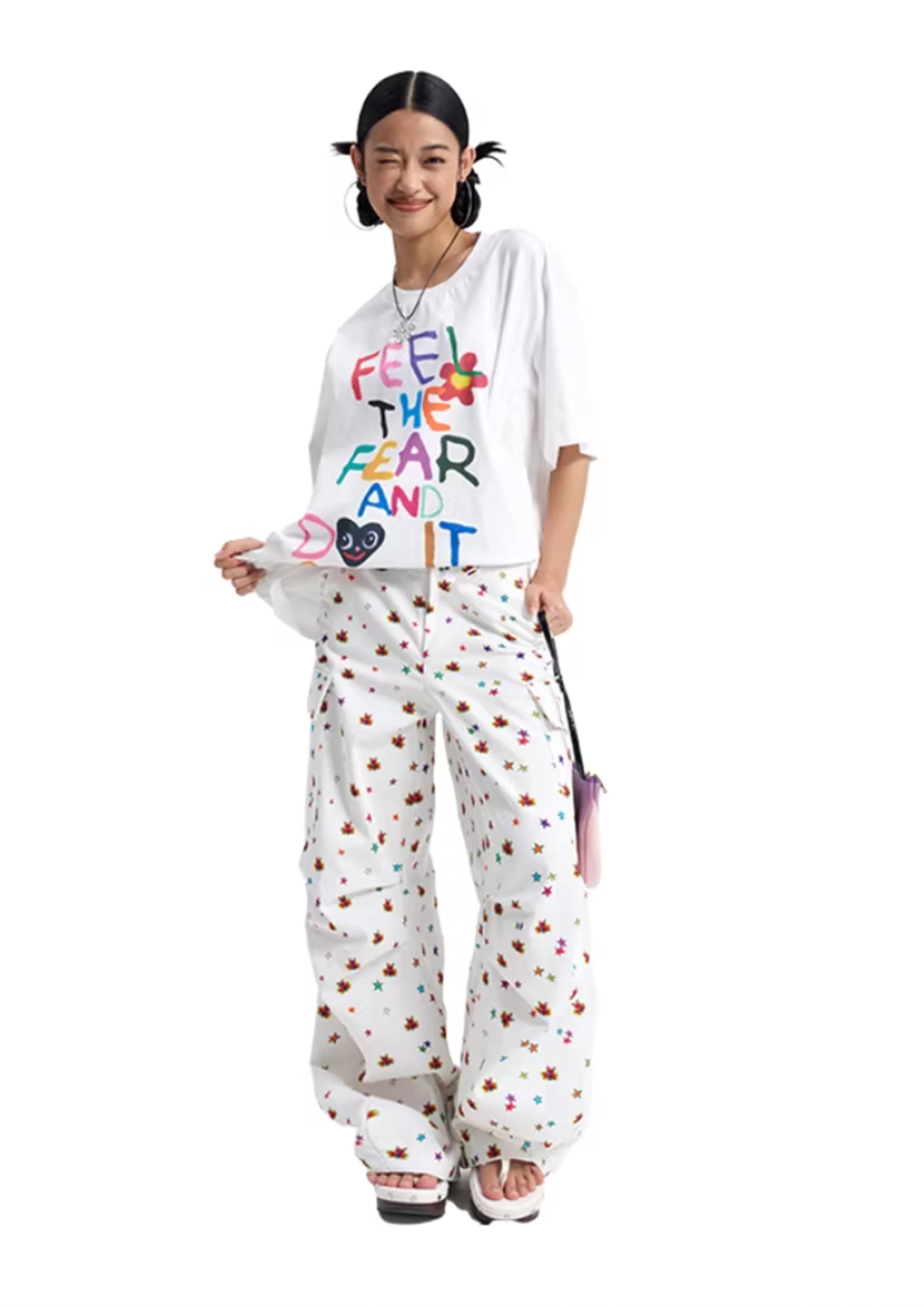 Typography unisex oversized tee - white