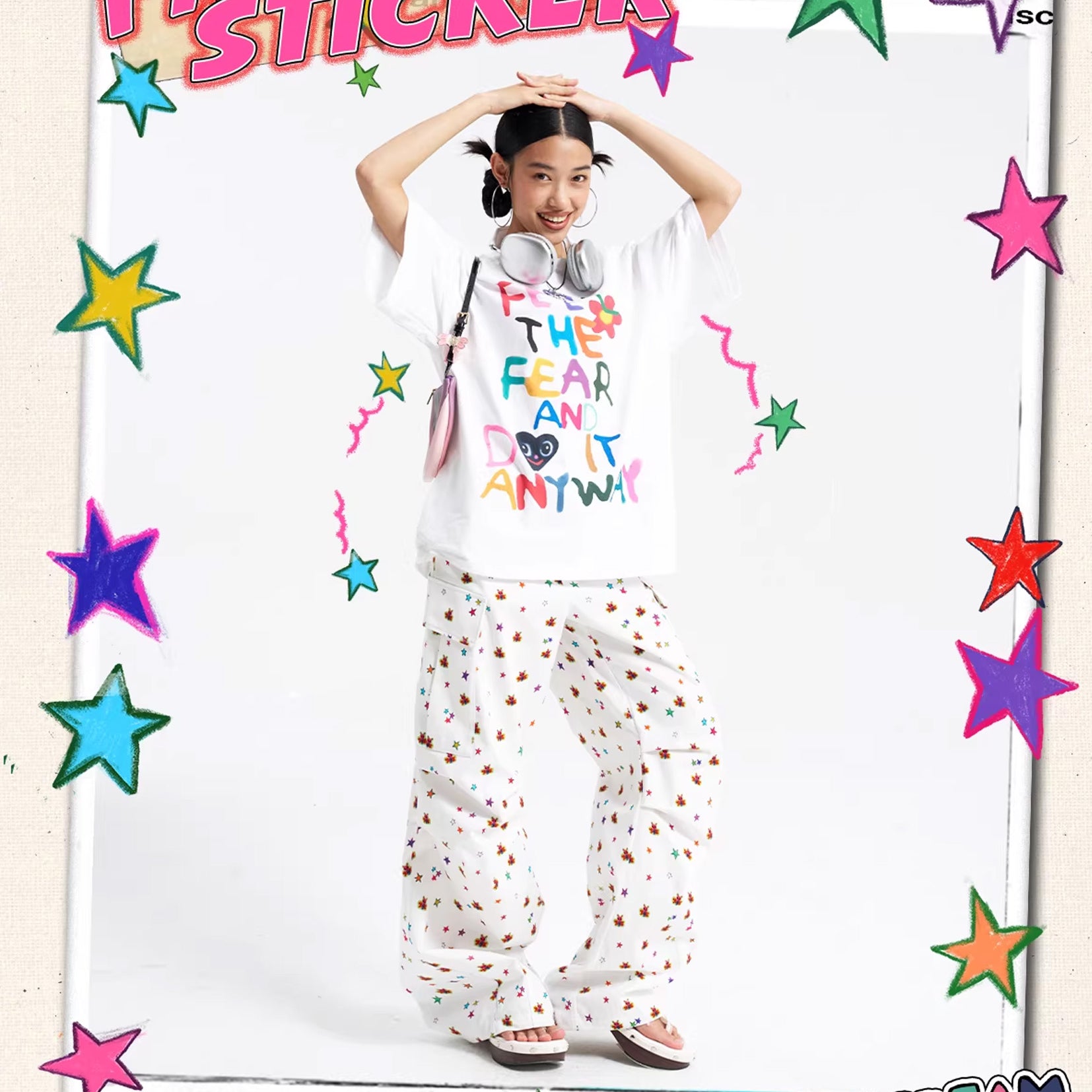 Typography unisex oversized tee - white