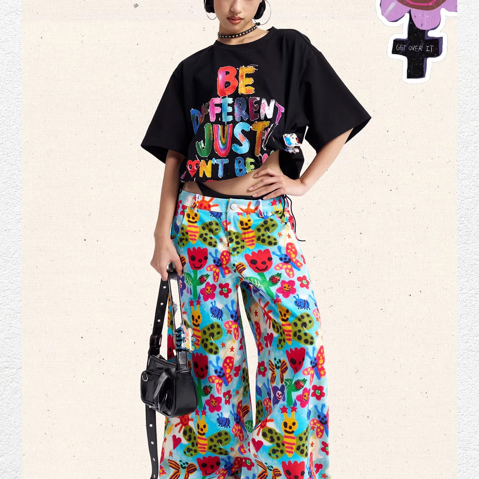 Typography unisex oversized tee - black