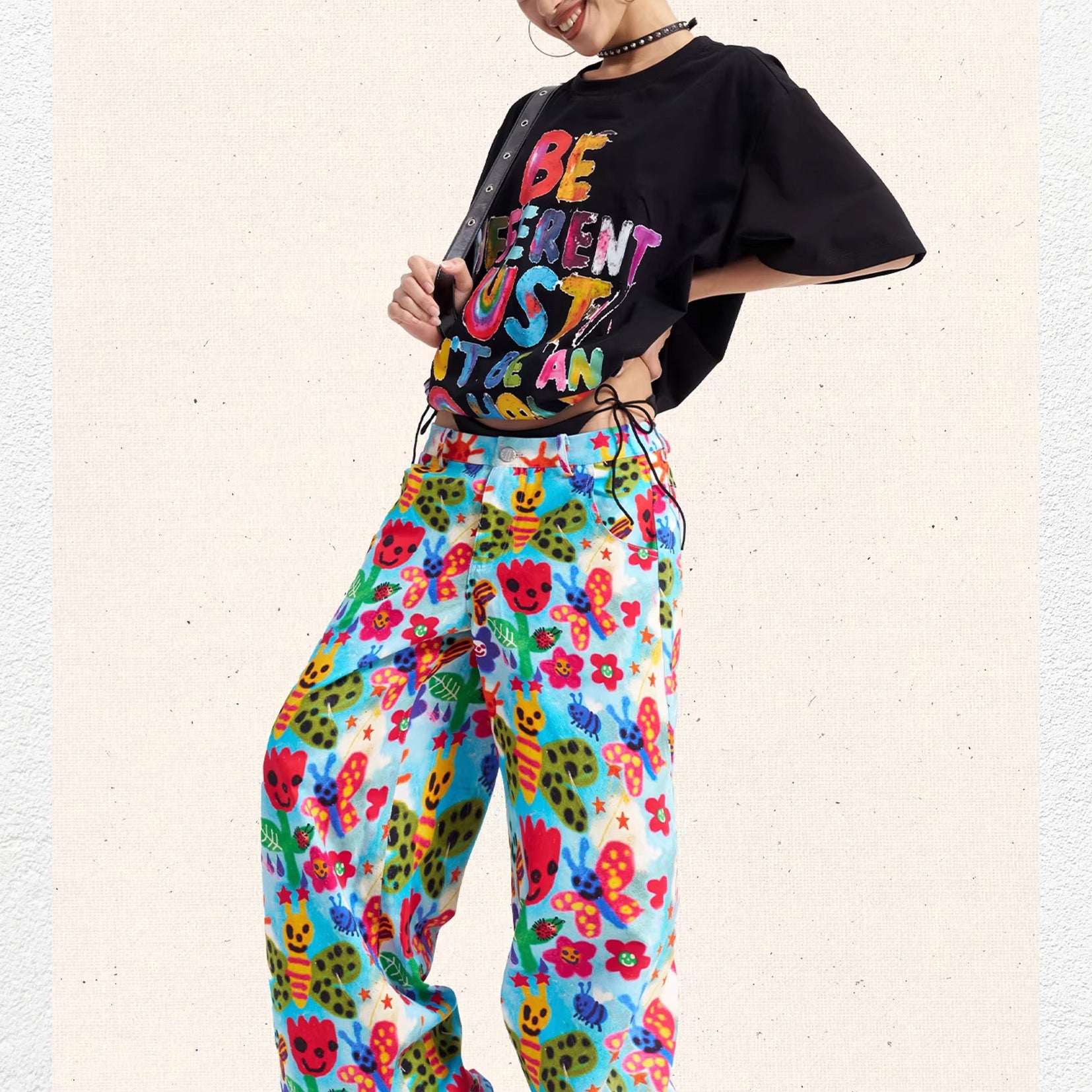 Typography unisex oversized tee - black