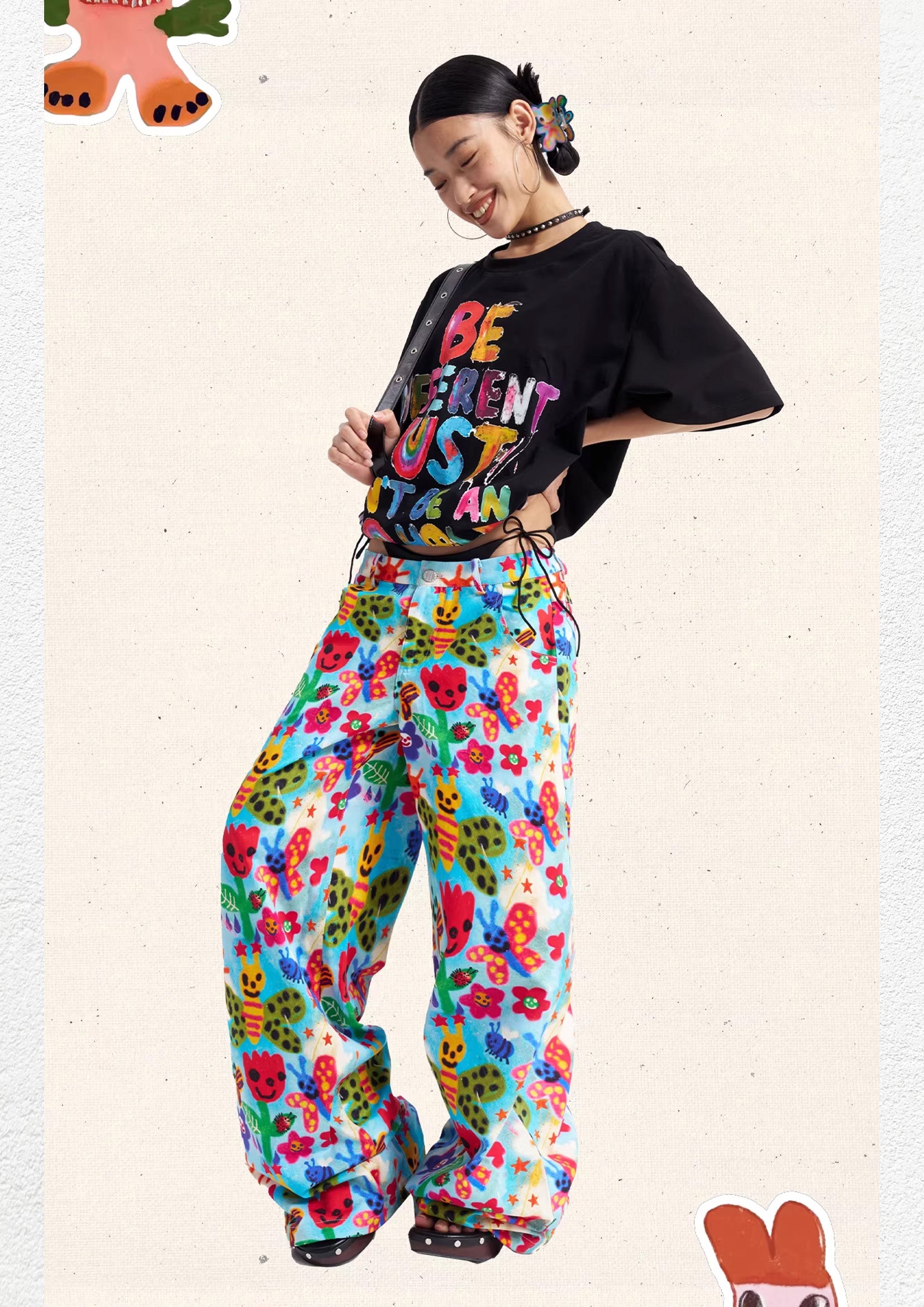 Typography unisex oversized tee - black