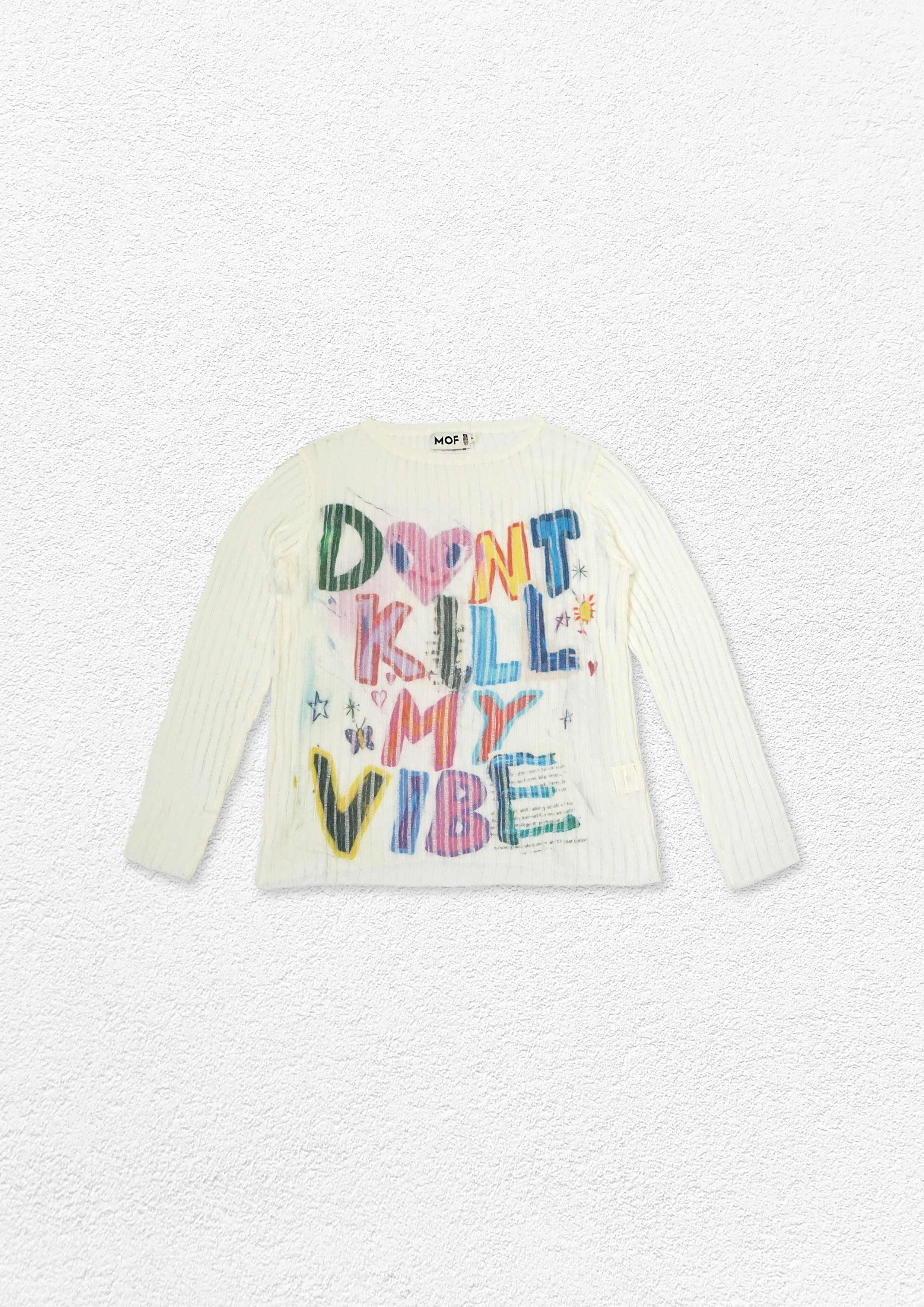 Typography hollow-out knit jumper - white