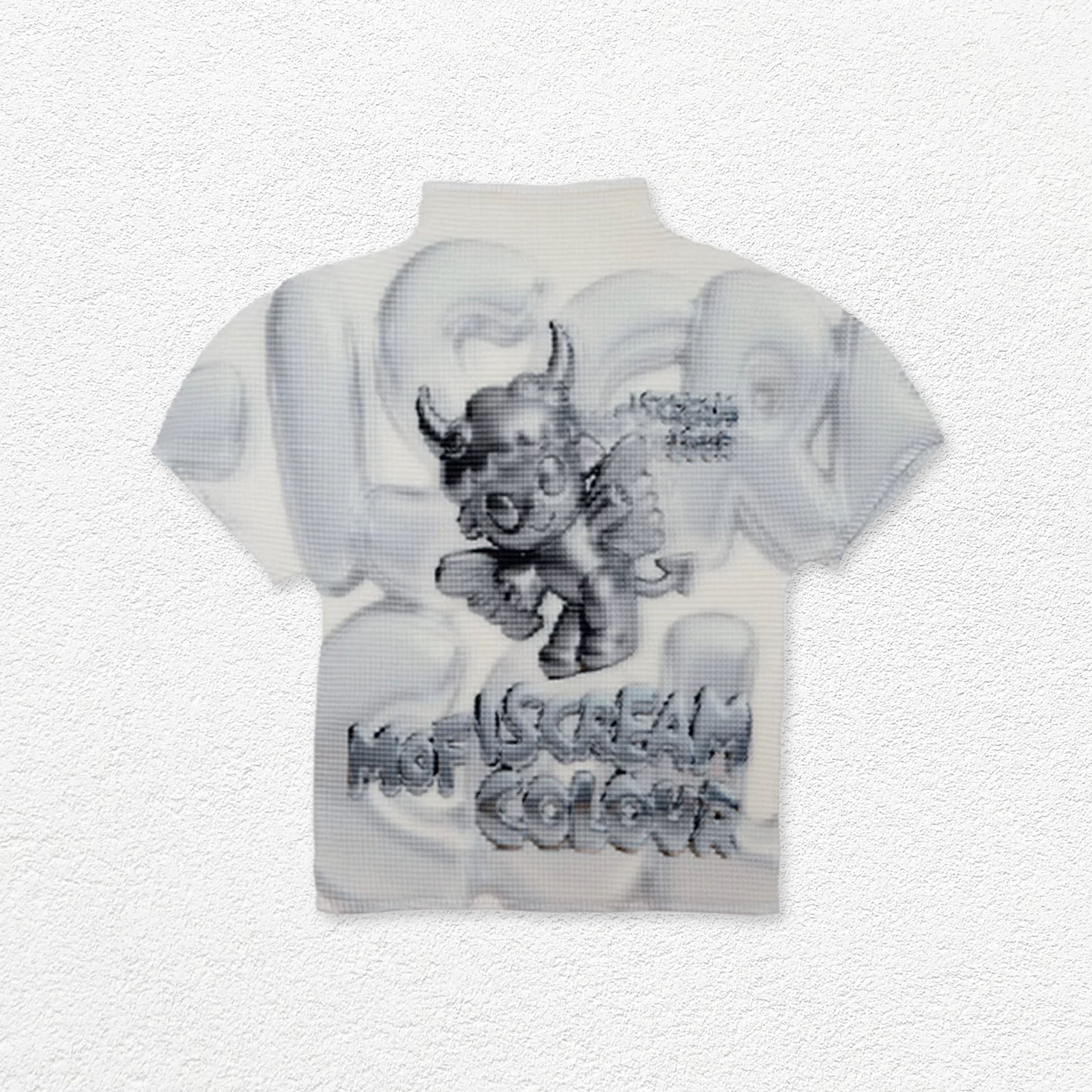 Silver angel crinkle stretch crop tee - white