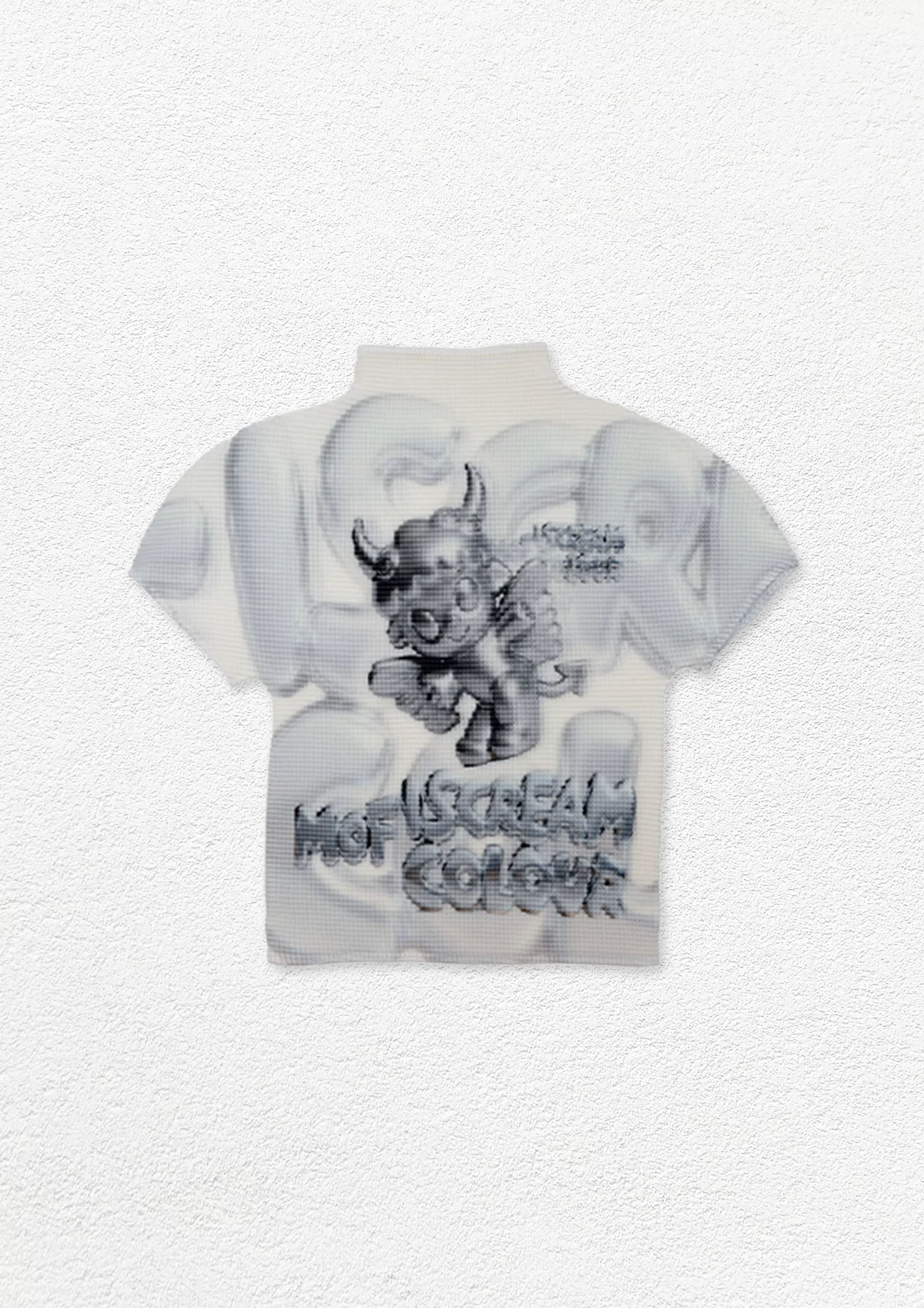 Silver angel crinkle stretch crop tee - white