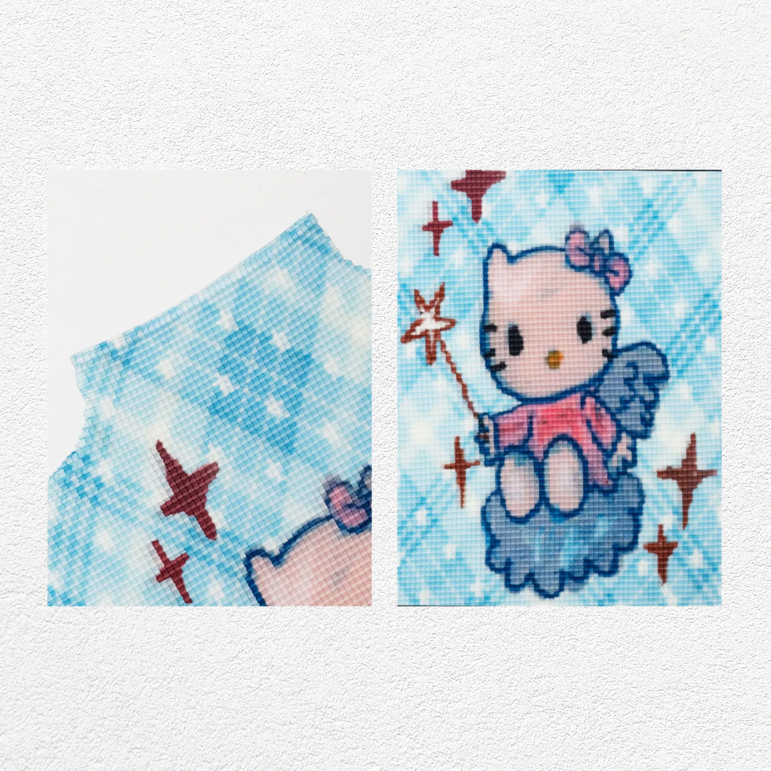 Kitty crinkle stretch crop tank - cyan plaid