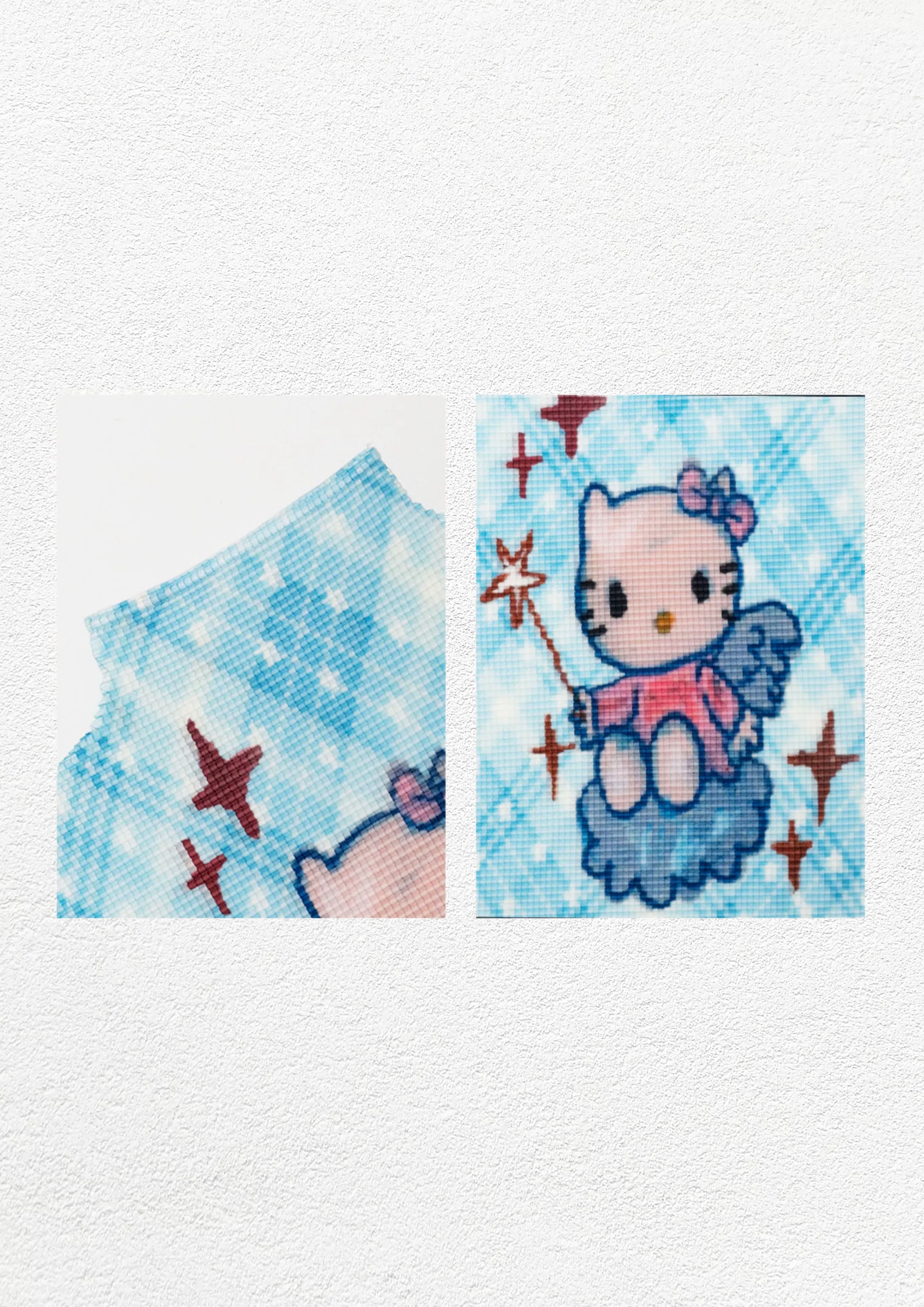 Kitty crinkle stretch crop tank - cyan plaid