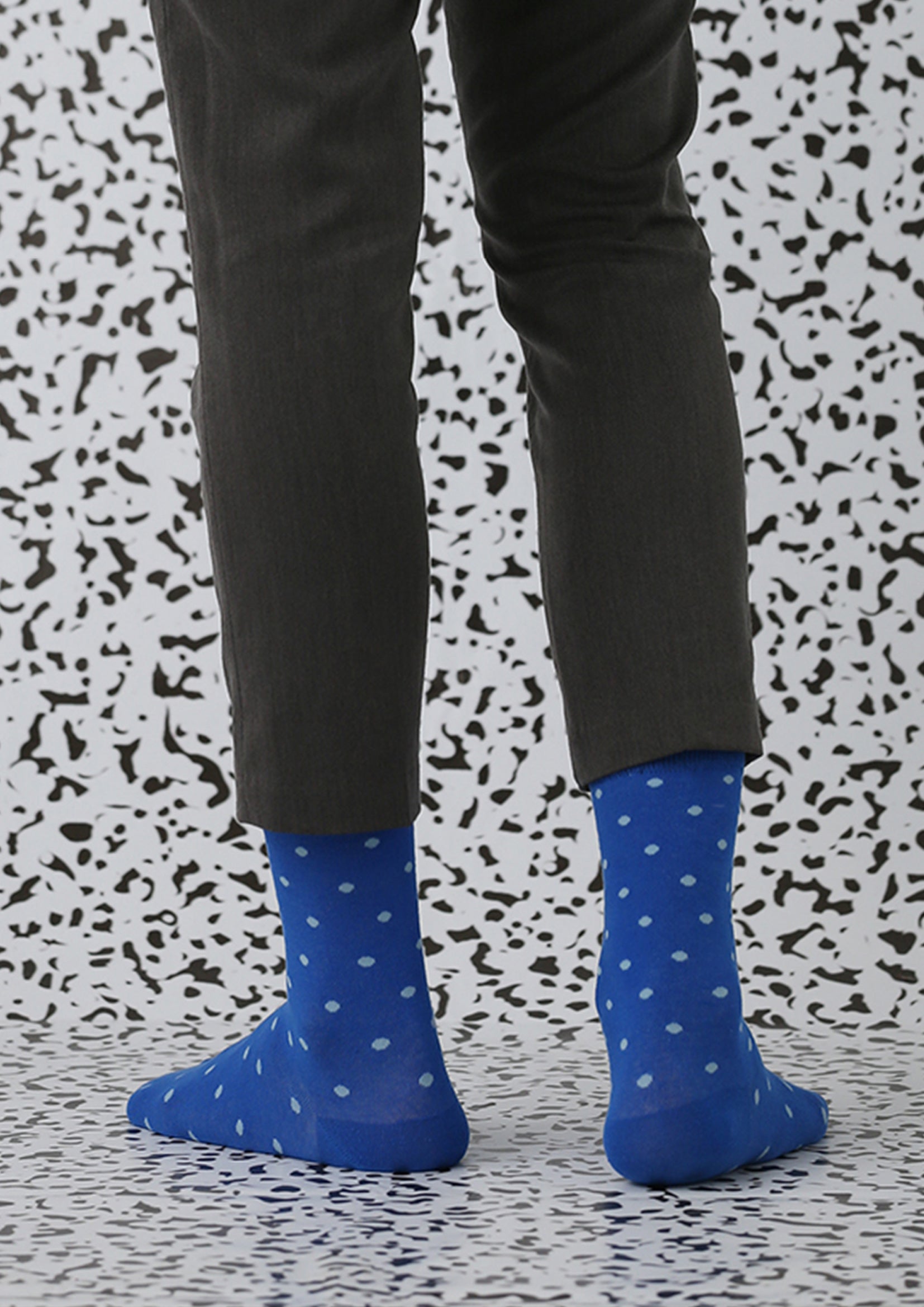 Tiny polka dot mid-calf socks - blue