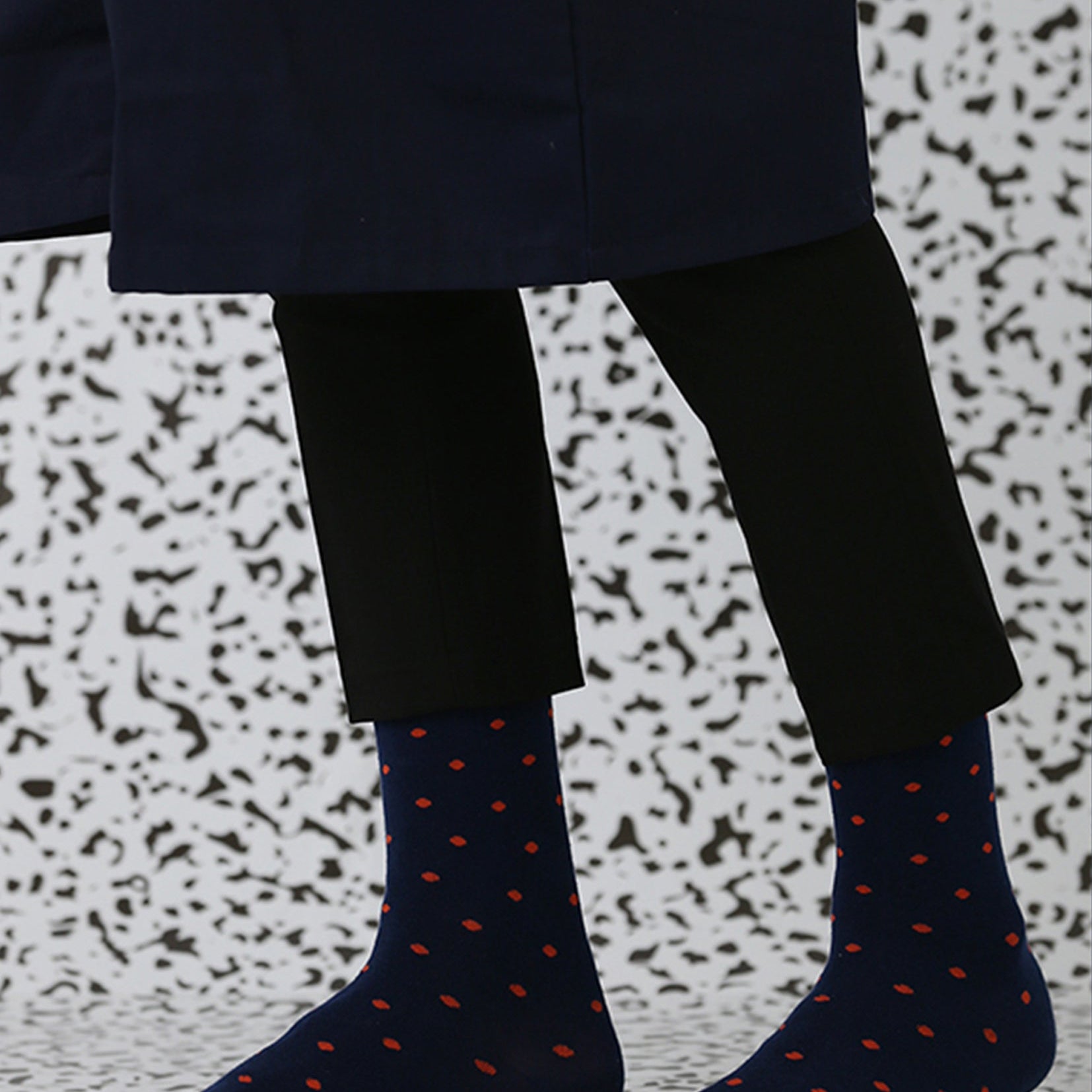 Tiny polka dot mid-calf socks - navy