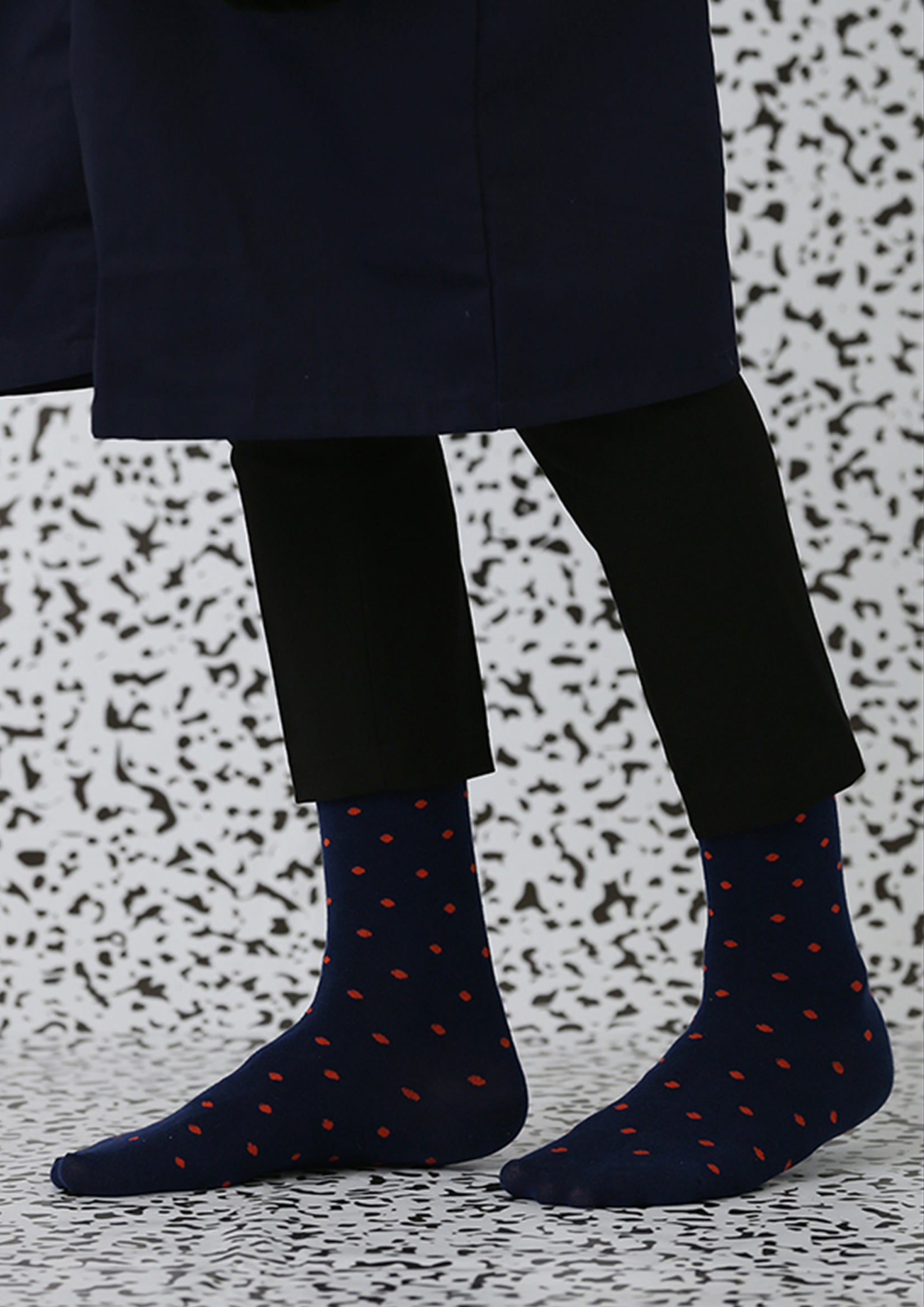 Tiny polka dot mid-calf socks - navy