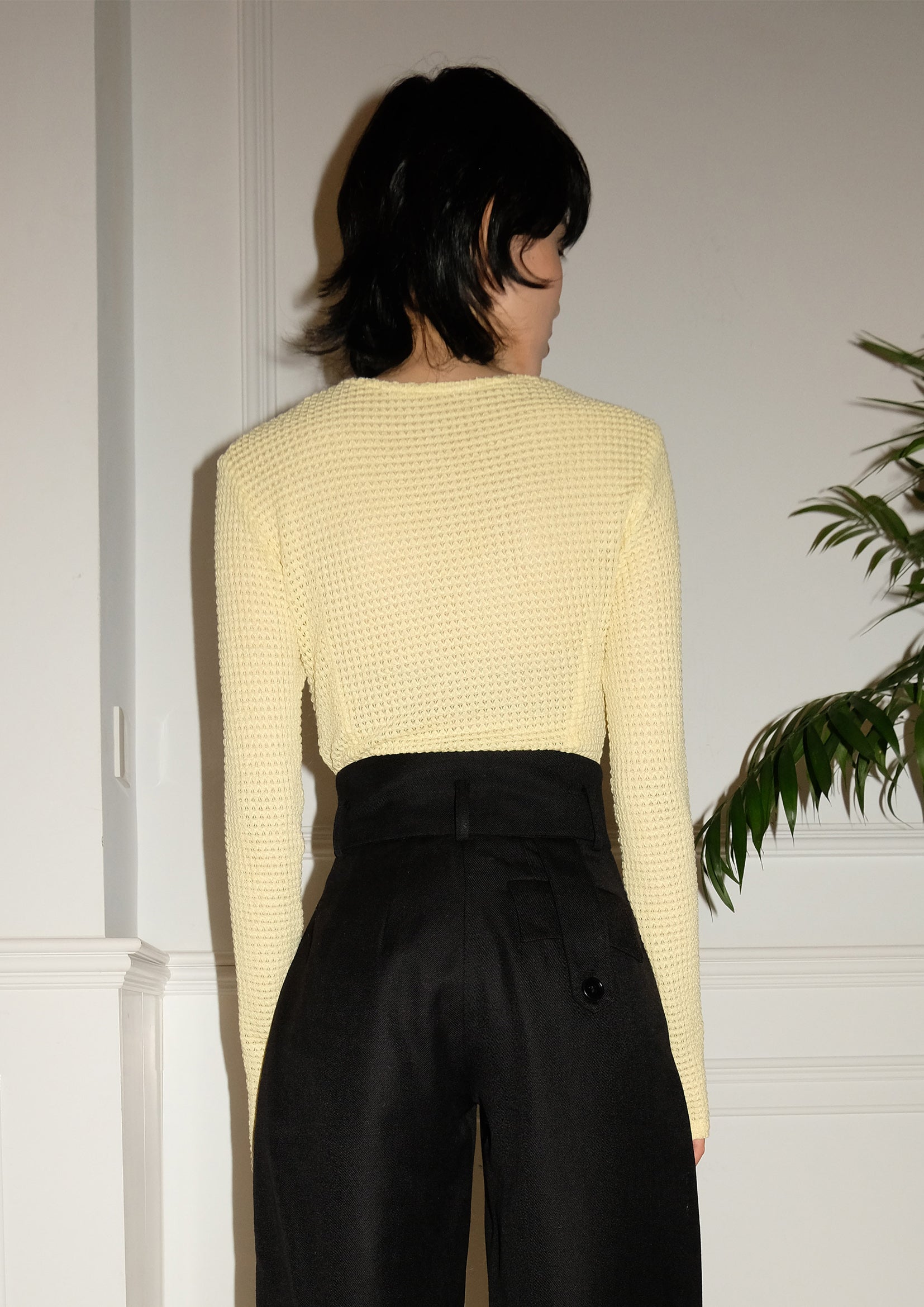Cut out knitted bodysuit in yellow